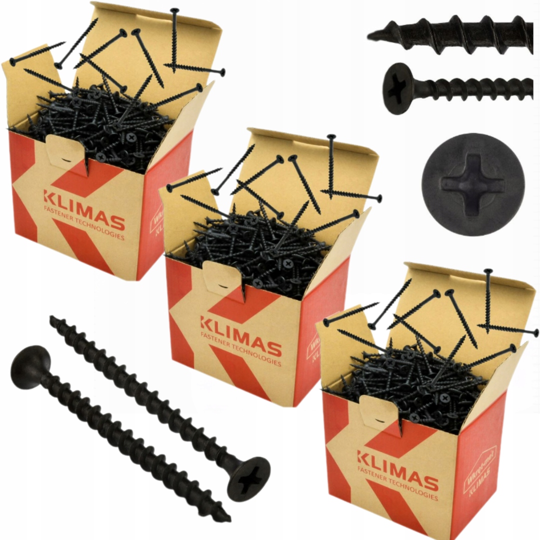 Zestaw 3x Wkręty fosfatowane karton-gips drewno Ksgd 3,5x35 1000szt