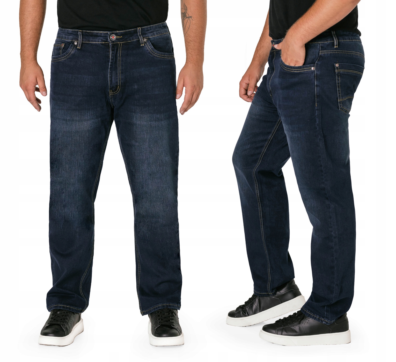 Duże Spodnie Męskie Jeans Texasy Dżinsy Prosta Nogawka dla Niskich KL112 42