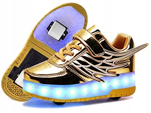 Butorolki Buty Sportowe Z Rolkami Rolki Wrotki Led Złote Rozmiar 38