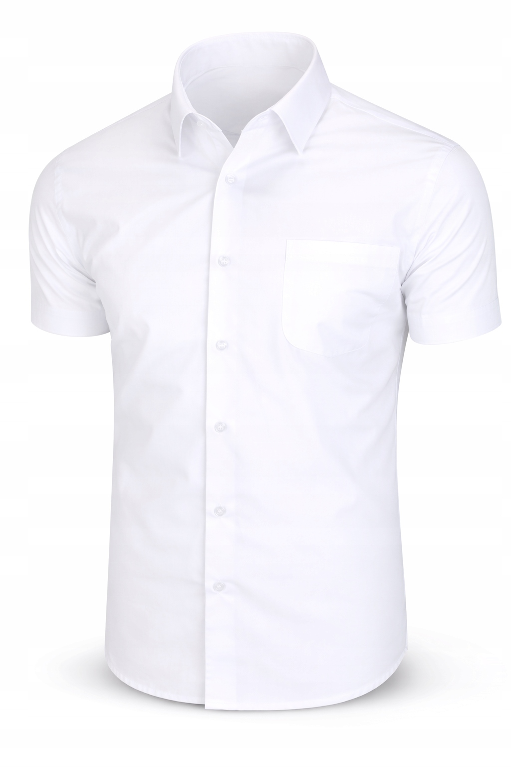 Koszula męska biała krótki rękaw slim casual wesele bawełniana