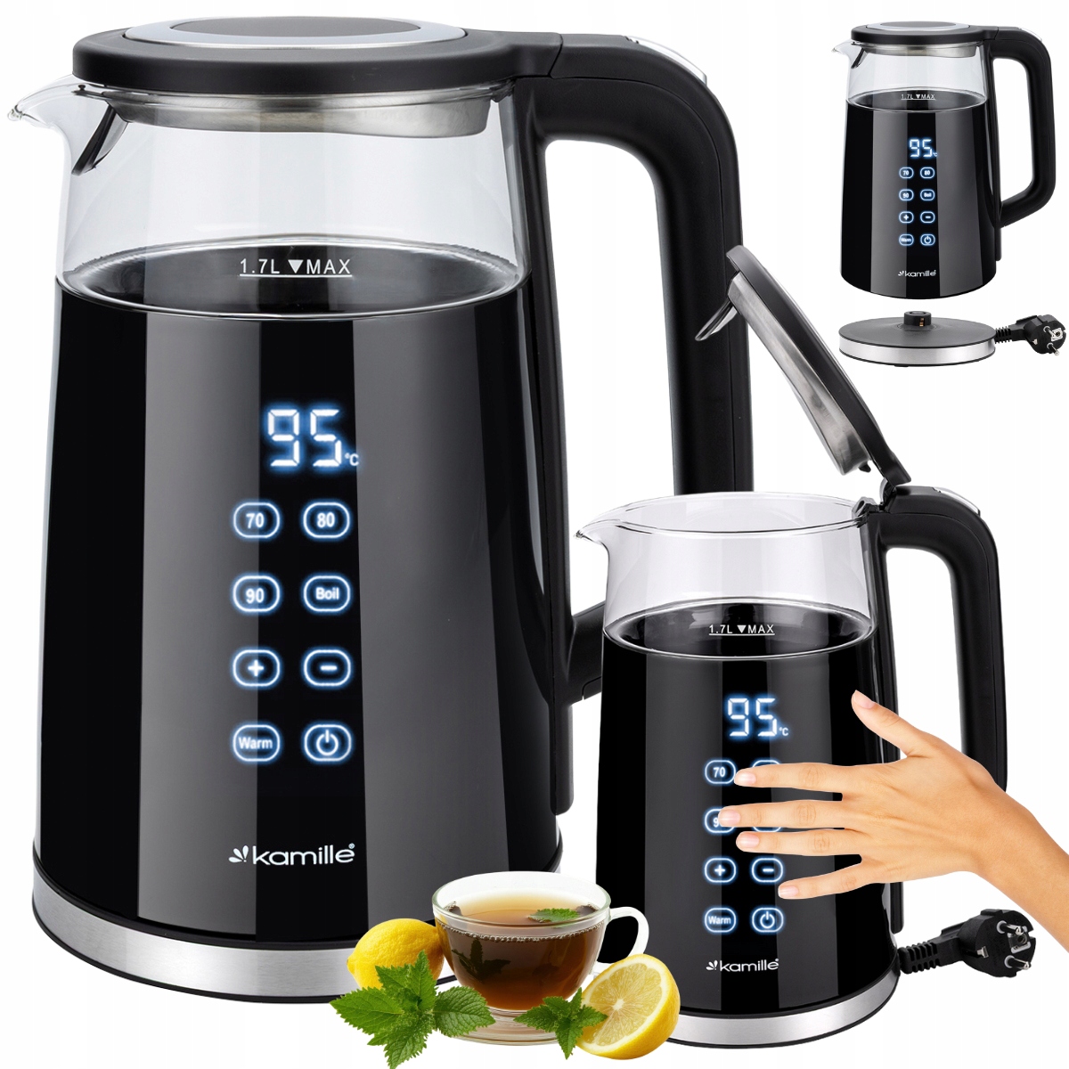 Rychlovarná Konvice 1,7 L Regulace Teploty Dotykový Panel 2200 W Kamille