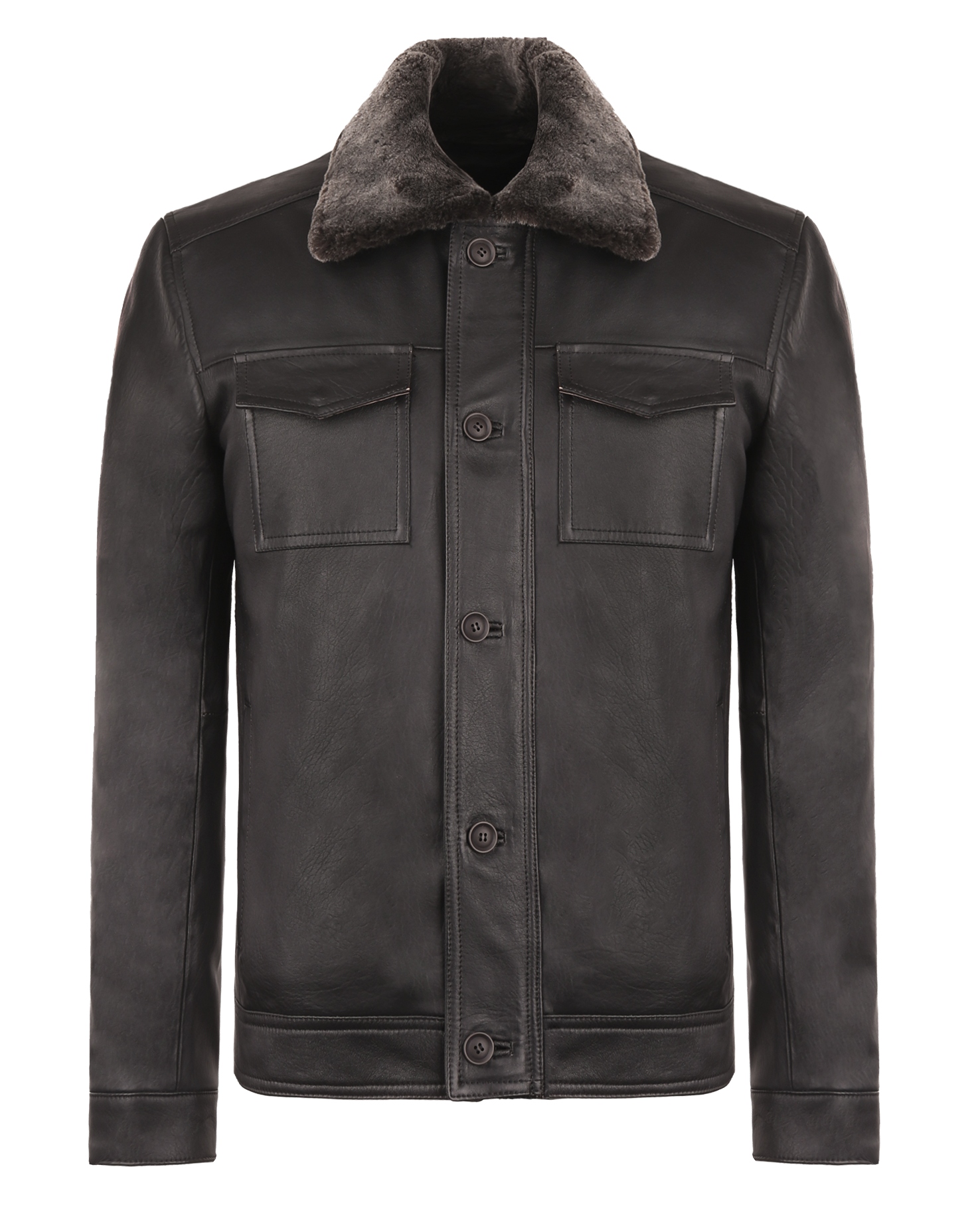 Kožená Pánská Zateplená Bunda S Límcem Stanley L