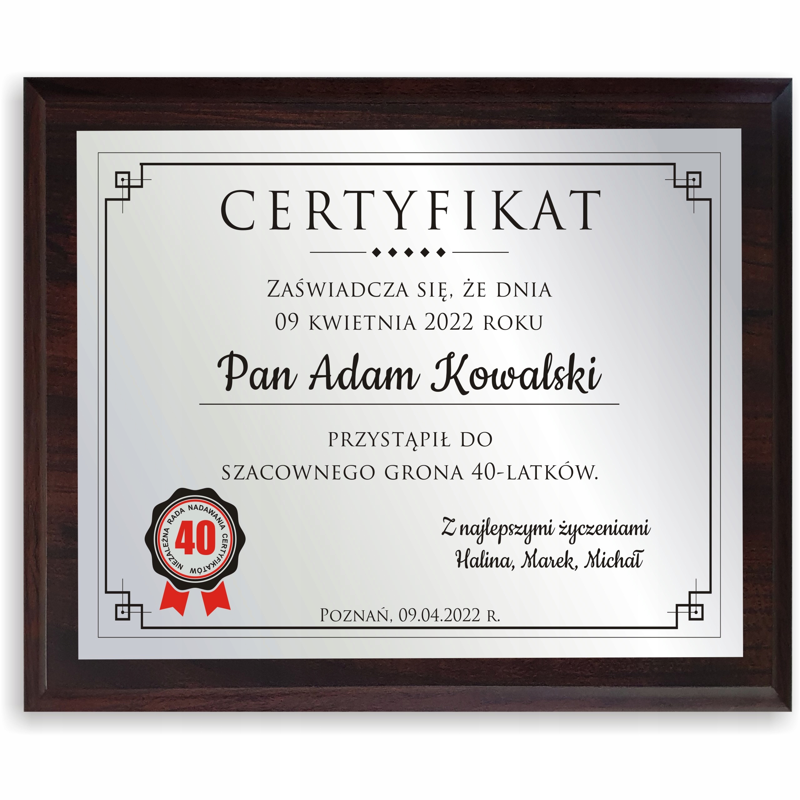 

18 30 40 50 60 70 80 Urodziny Certyfikat