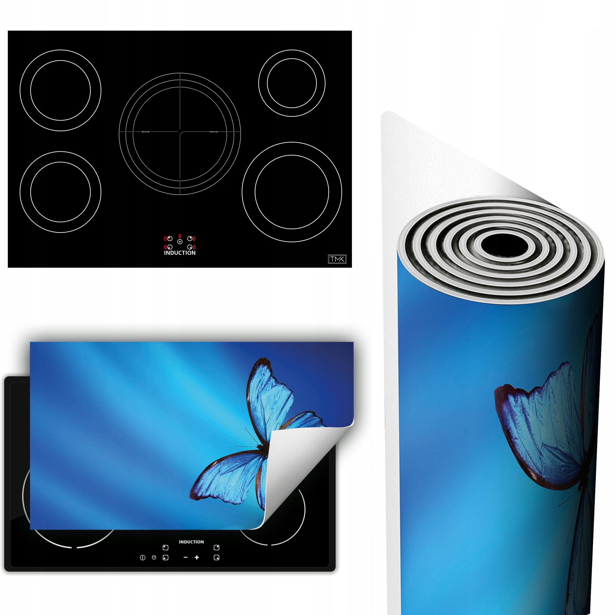 Vinylová Podložka Na Ochranu Kuchyňské Desky 90x52 modrý motýl