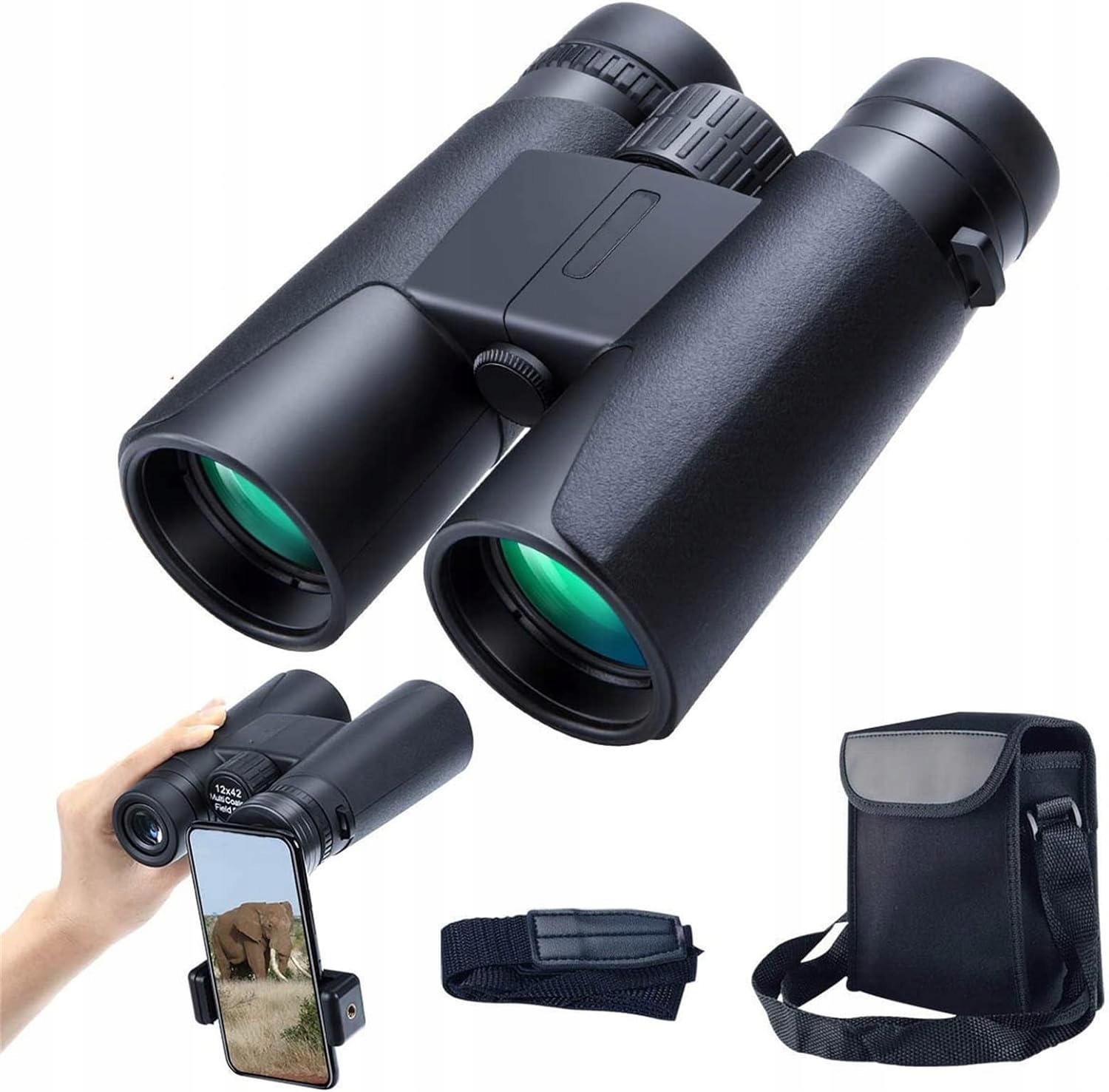 Dalekohled Kylietech 12x42 vodotěsný Fmc BAK4 s adaptérem pro smartphone