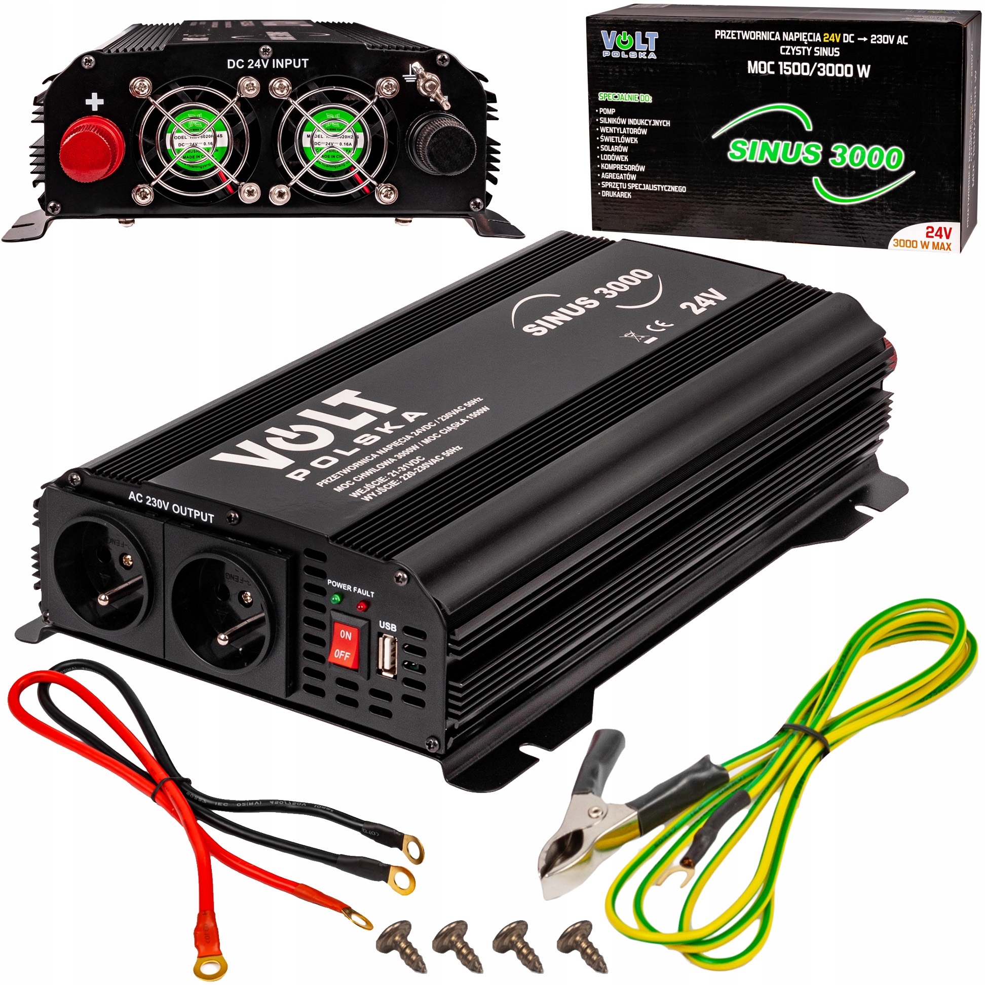 PRZETWORNICA PRĄDU NAPIĘCIA SINUS 24V 230V 3000W Marka Volt