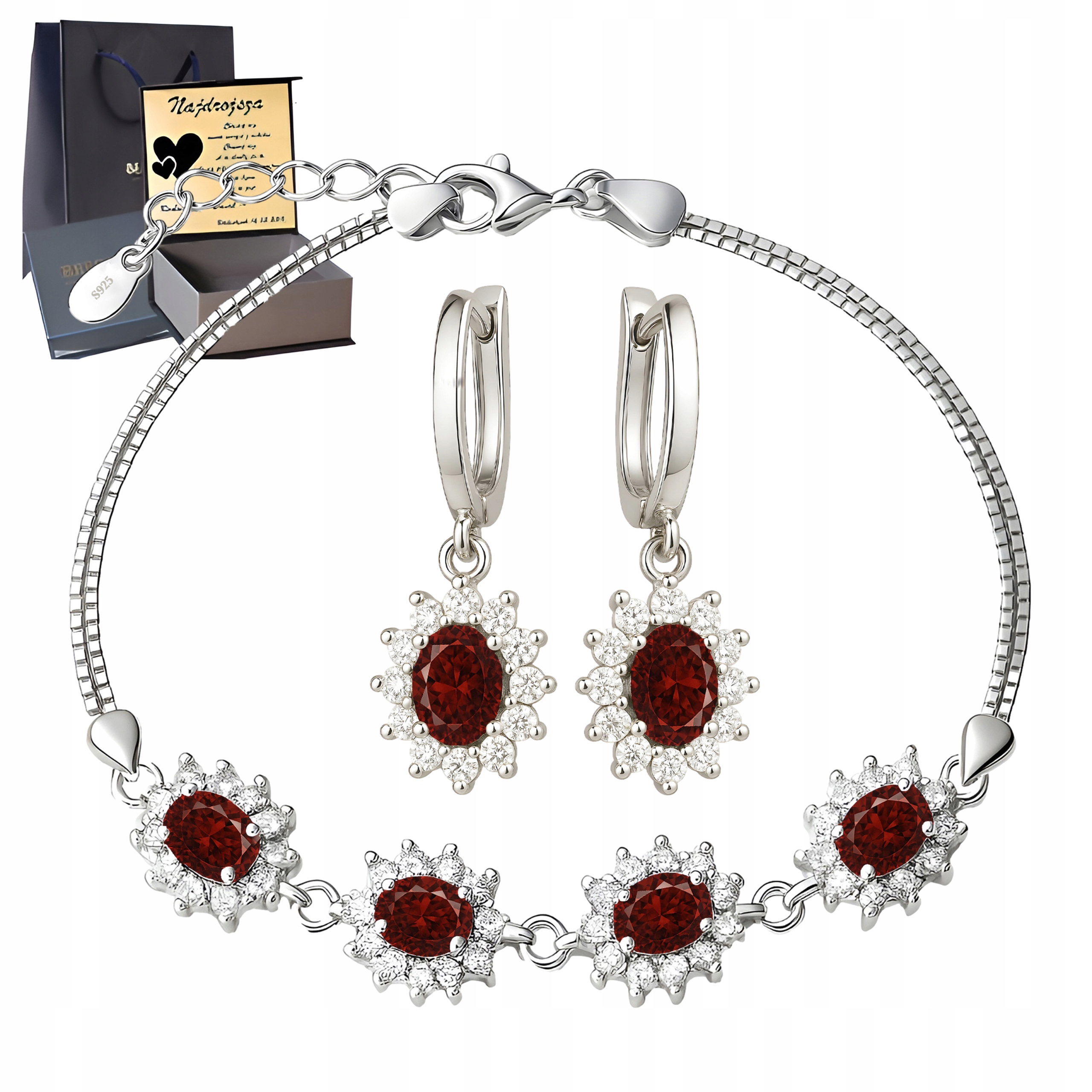 Stříbrný set náramků Náušnice Stříbro Dárek 925 pro ženy Gravírování