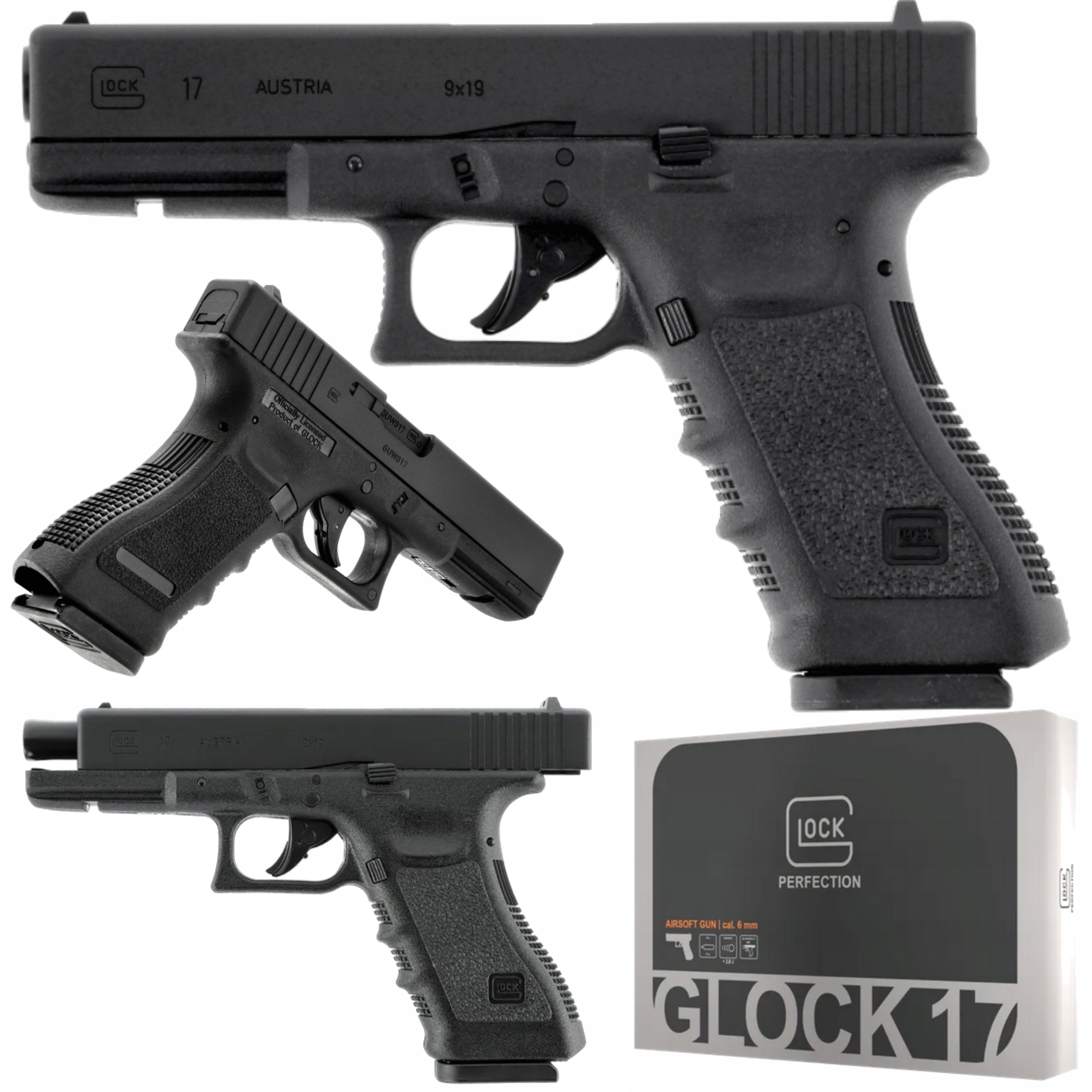 Копия пистолета ASG Glock 17. 6 мм CO2 12 г рельс подвижный замок страйкбол