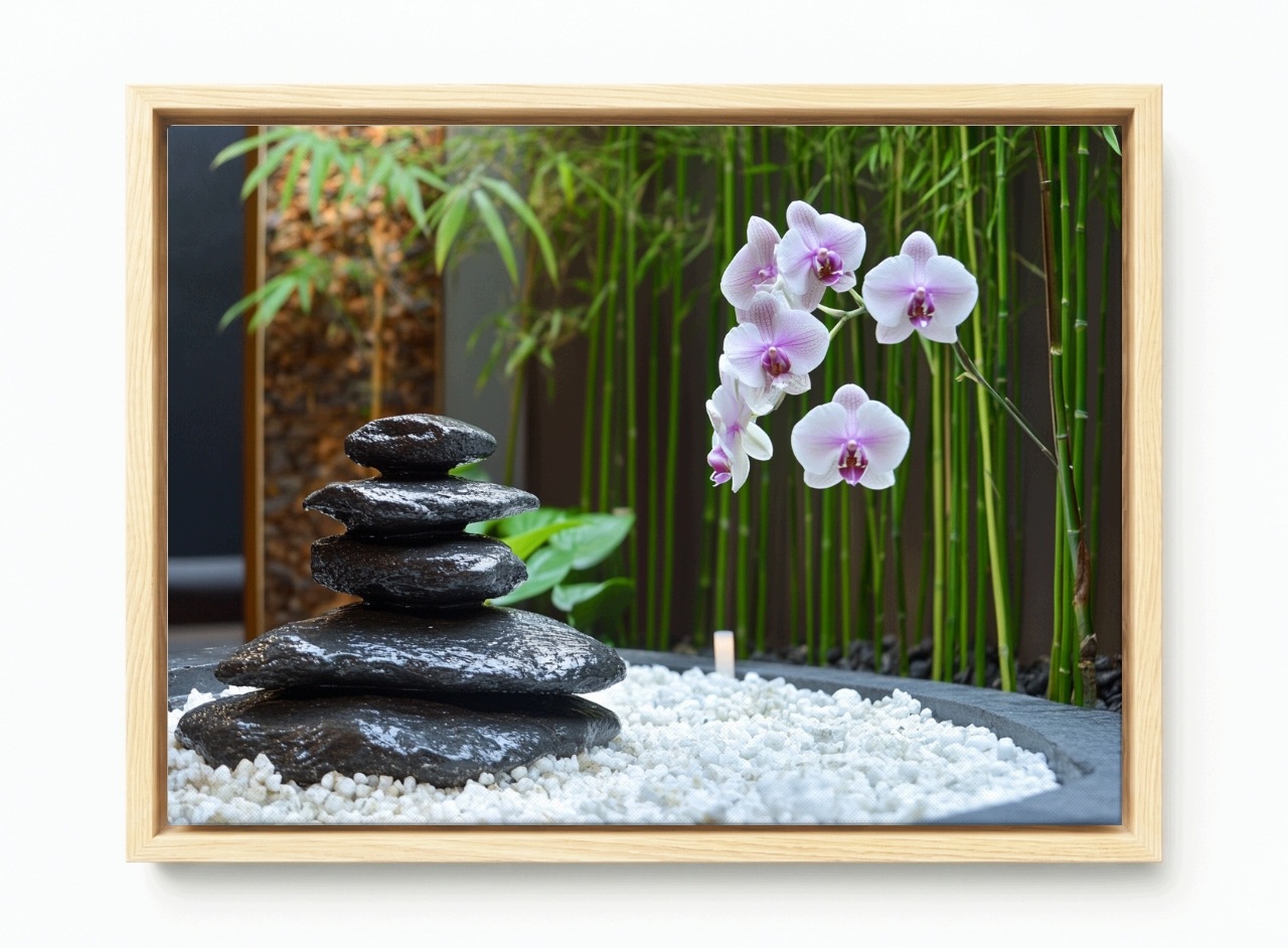 Obraz Rama American Box Zen Spa Orchidej Kameny Relax Bambus 120x80