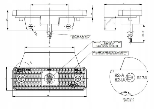 LAMPA OBRYSOWA LED OBRYSÓWKA BIAŁA ODBLASK TIR Producent części Horpol