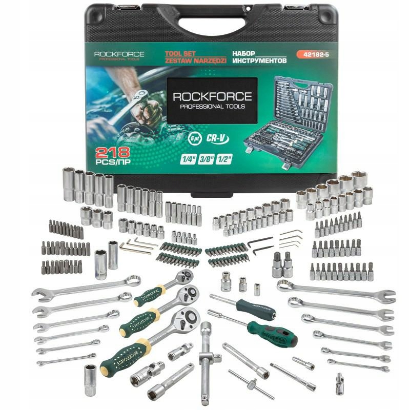 Komplet narzędzi nasadki głowice bity klucze 218el 4-32mm 6-kątnych