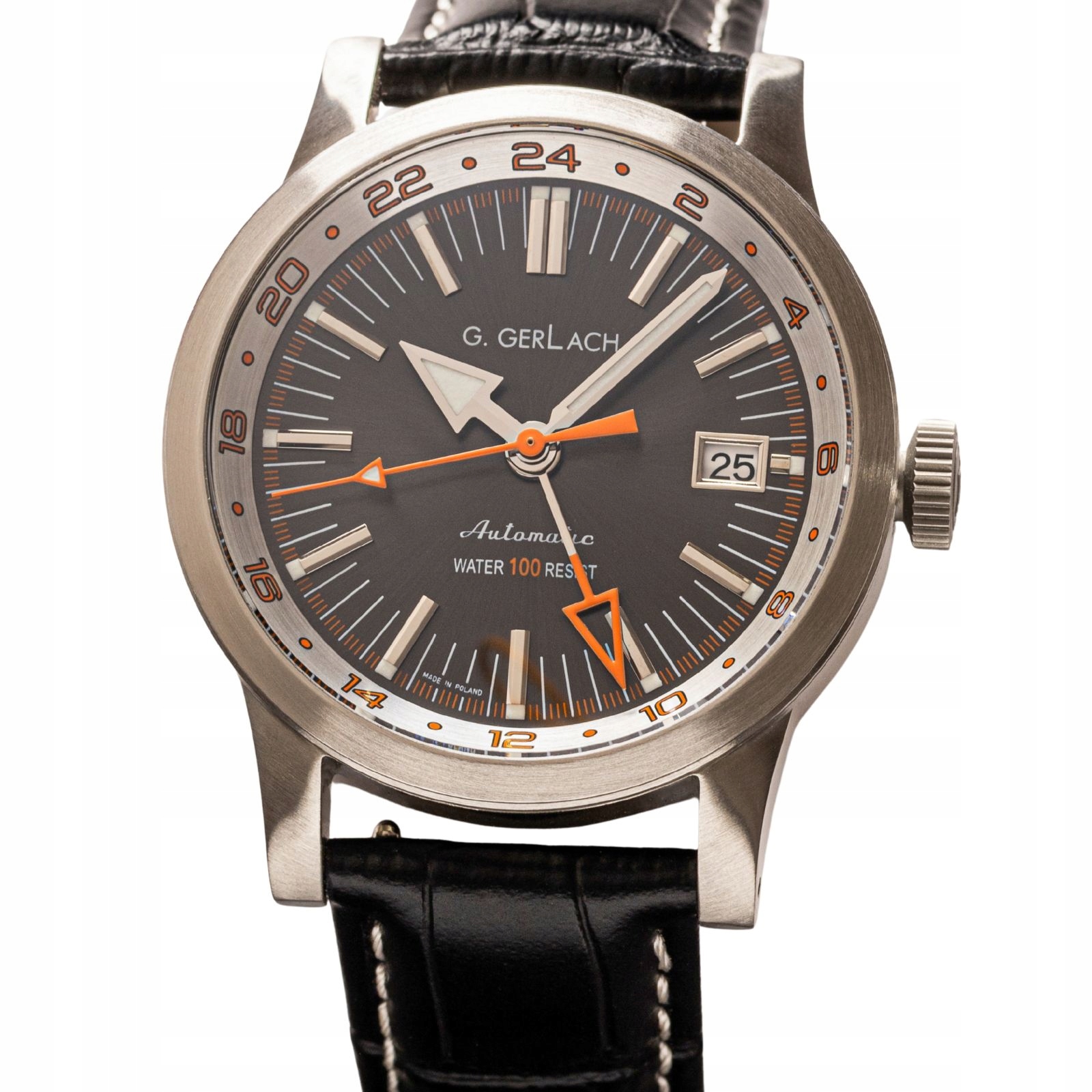 Pánské hodinky G. Gerlach Navigator Mk 3 Gmt Grafitový ciferník 39 mm