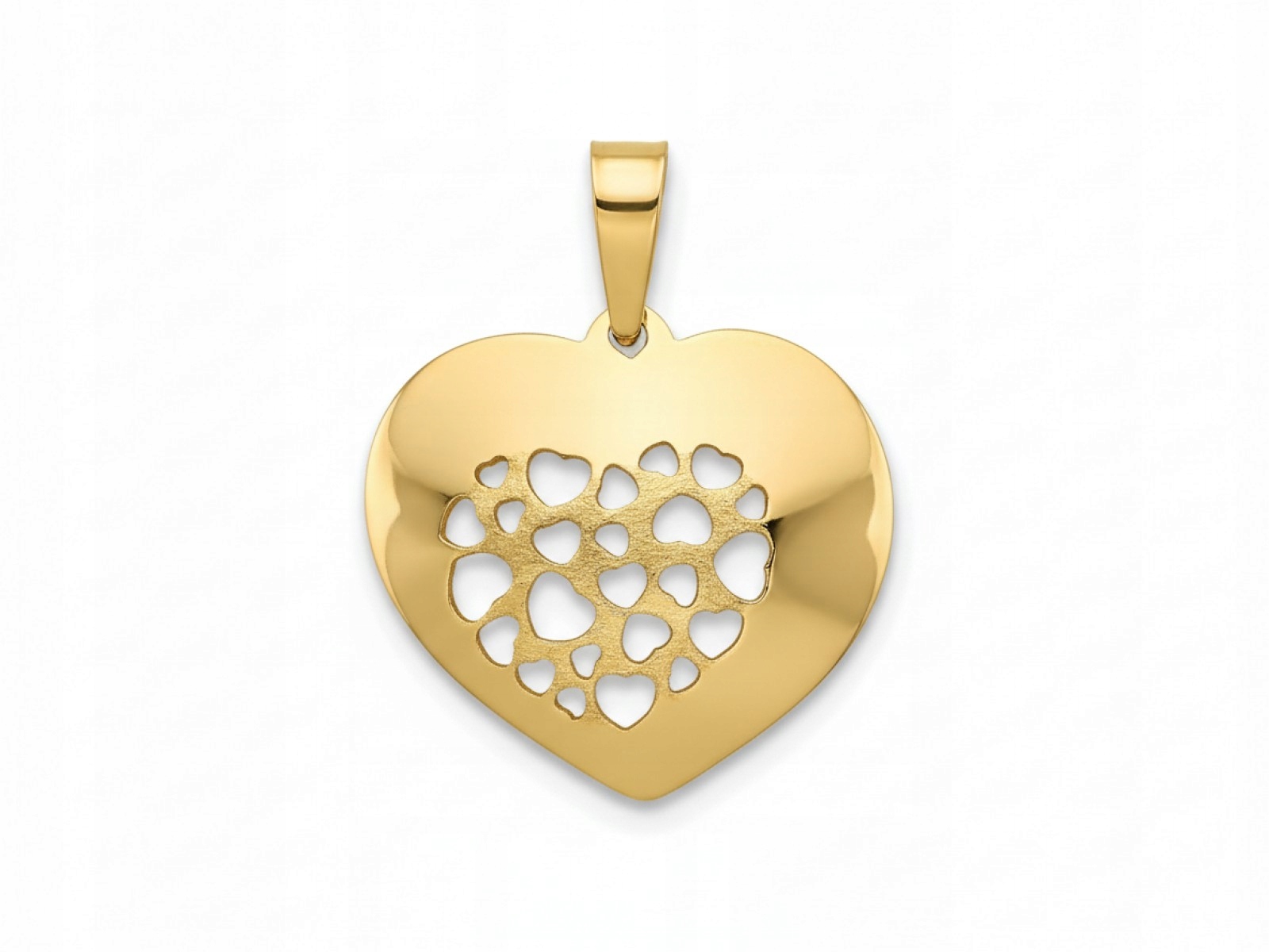Zlatý přívěsek 585 ve tvaru srdce s malými srdíčky 0.82 g Valentýn