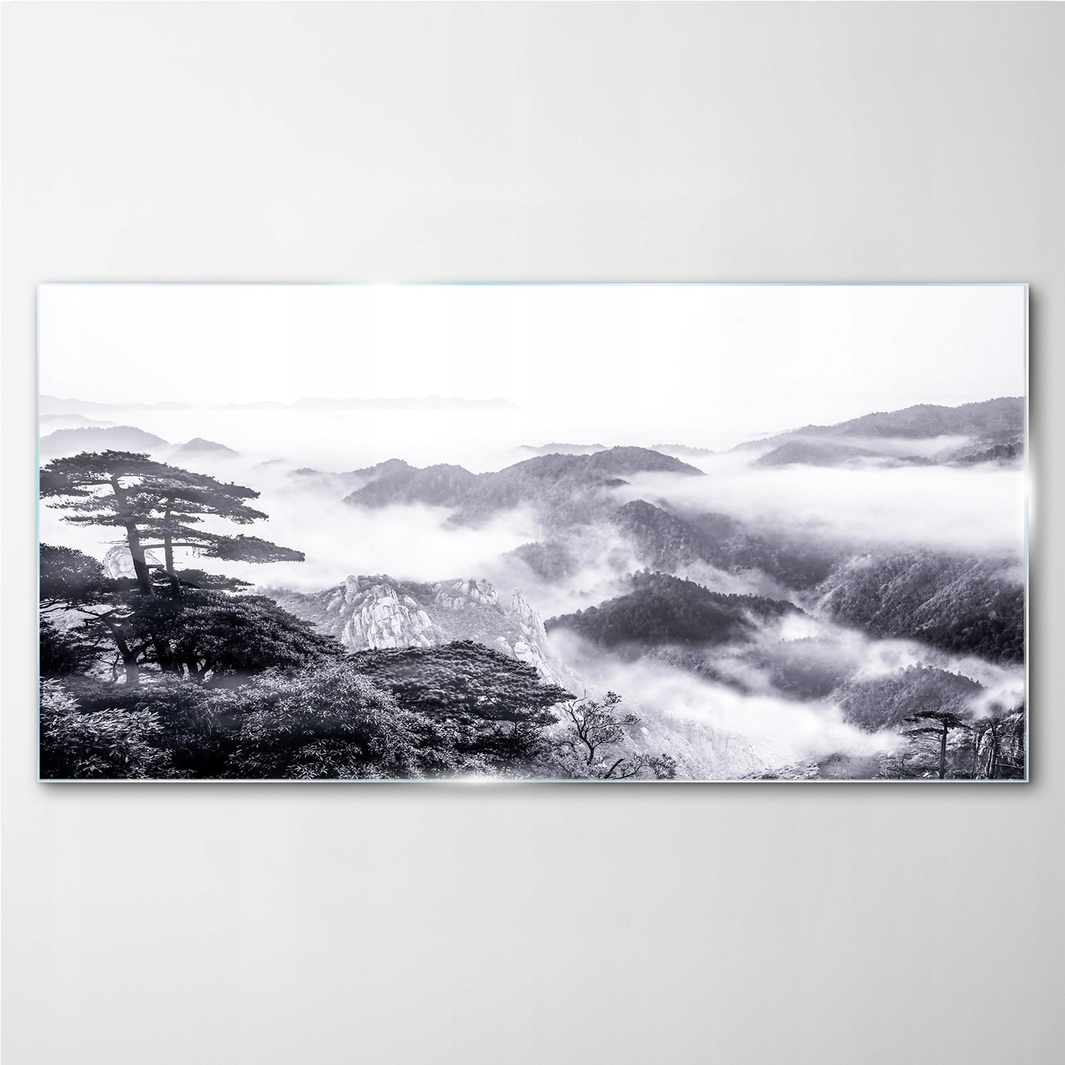 

Szklany obraz na ścianę Góry las mgła 140x70 cm