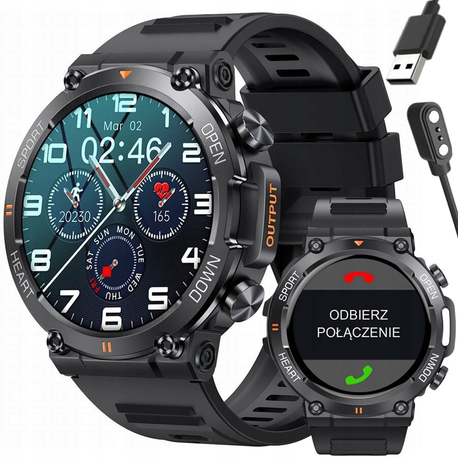Smartwatch Męski Gravity GT7-1 Pro Wykonywanie Połączeń, Pulsoksymetr (sg