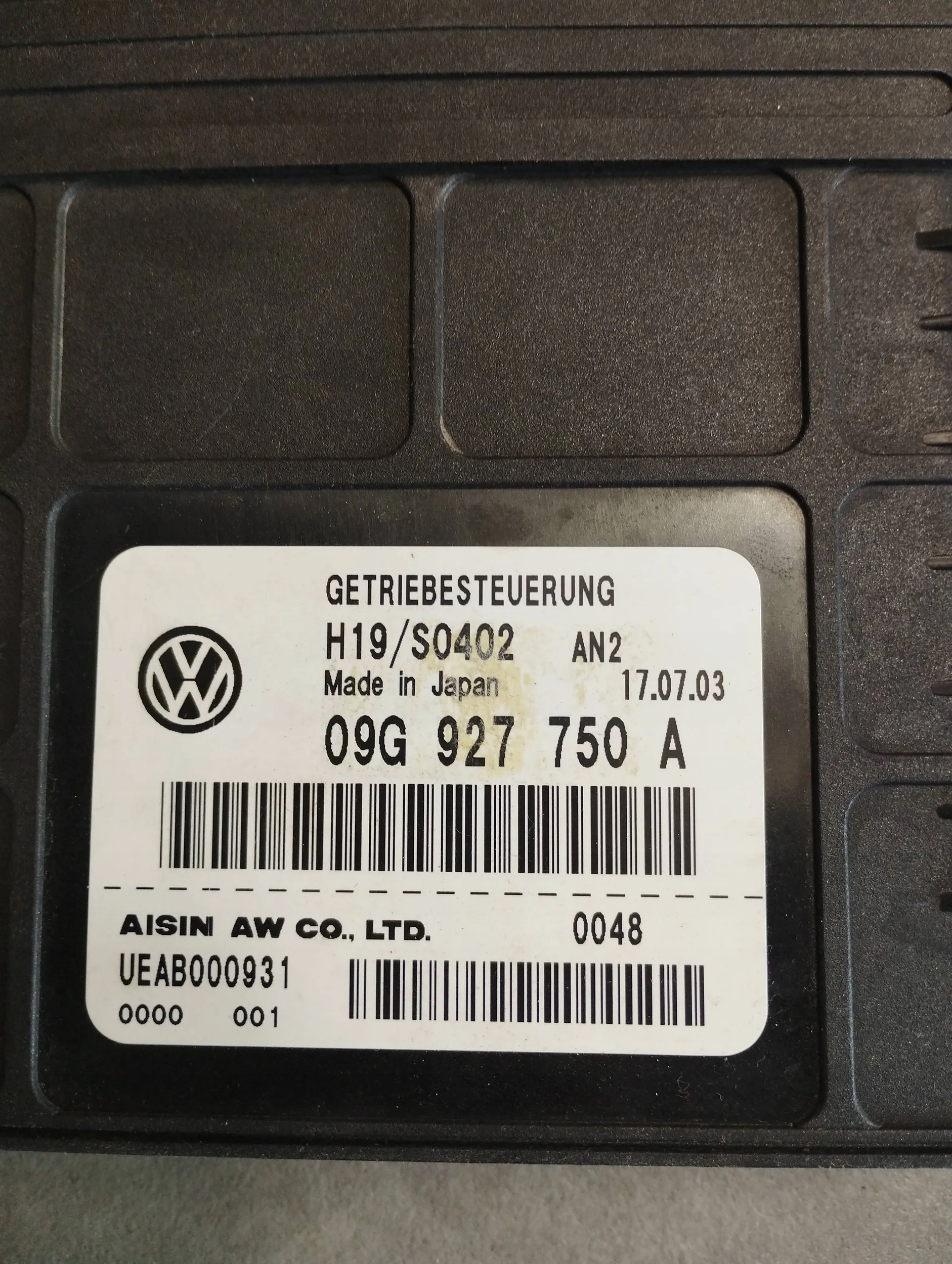 VW GOLF V Module Boîte de vitesse 09G927750A