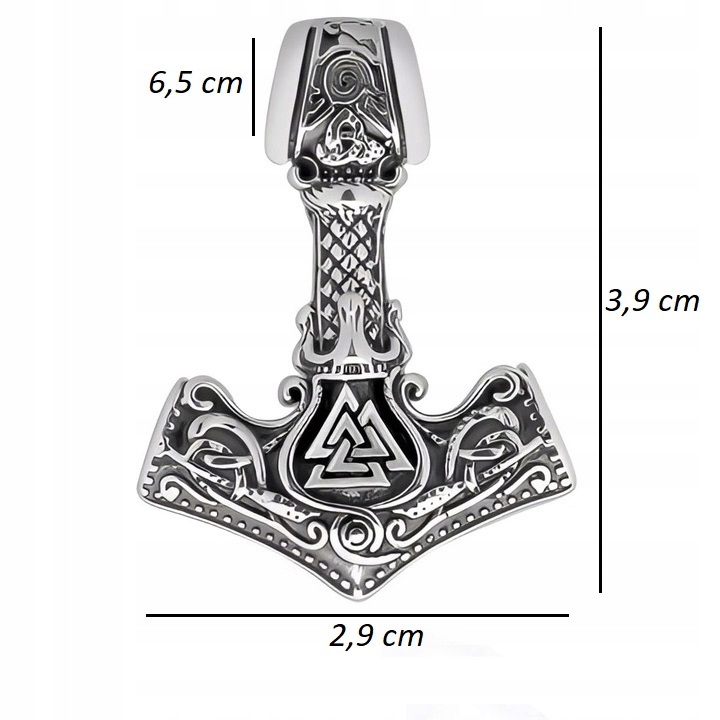 SREBRNA DUŻA MĘSKA ZAWIESZKA WISIOREK MŁOT THORA SREBRO PR. 925 NA PREZENT Marka Golden Celebrity