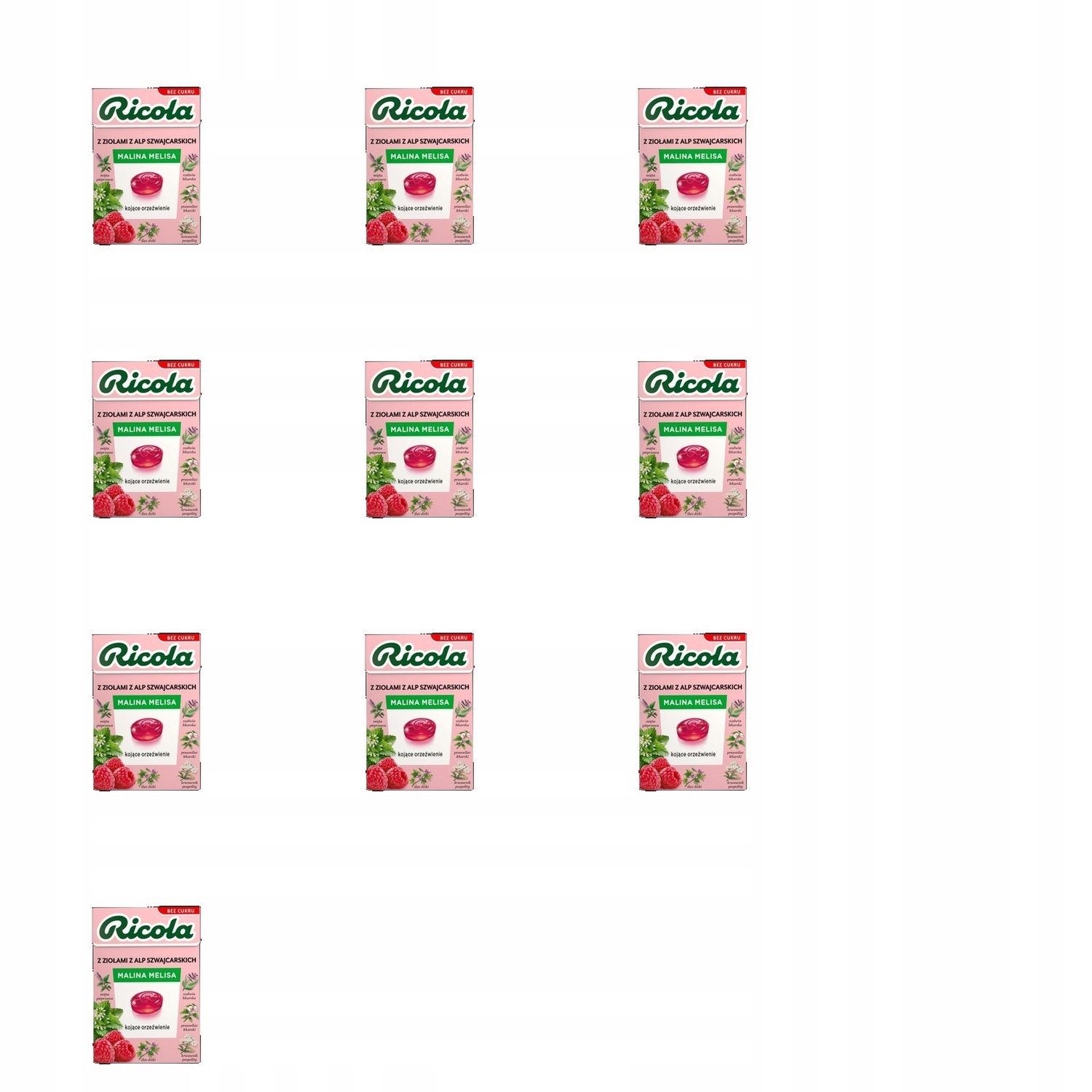 Levně 10 x 27,5 g Ricola bonbóny osvěžující bylinné malina meduňka