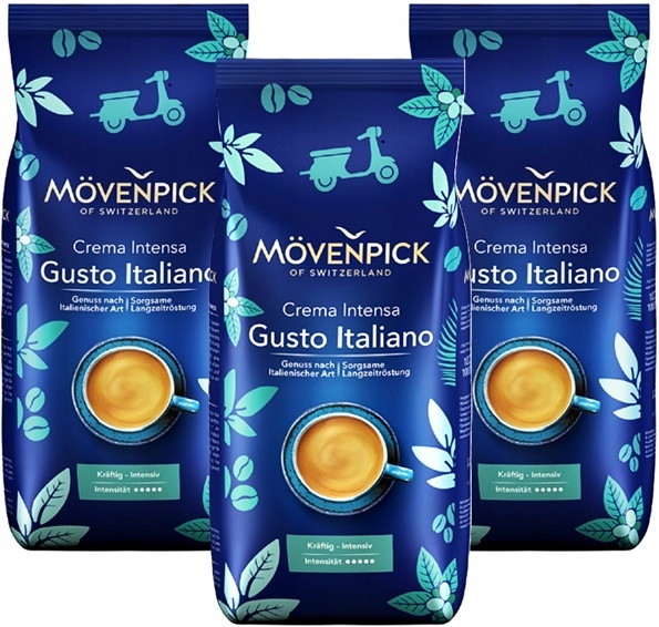 Levně Movenpick Gusto Italiano Arabica/Robusta Káva zrnková 3x1000 g