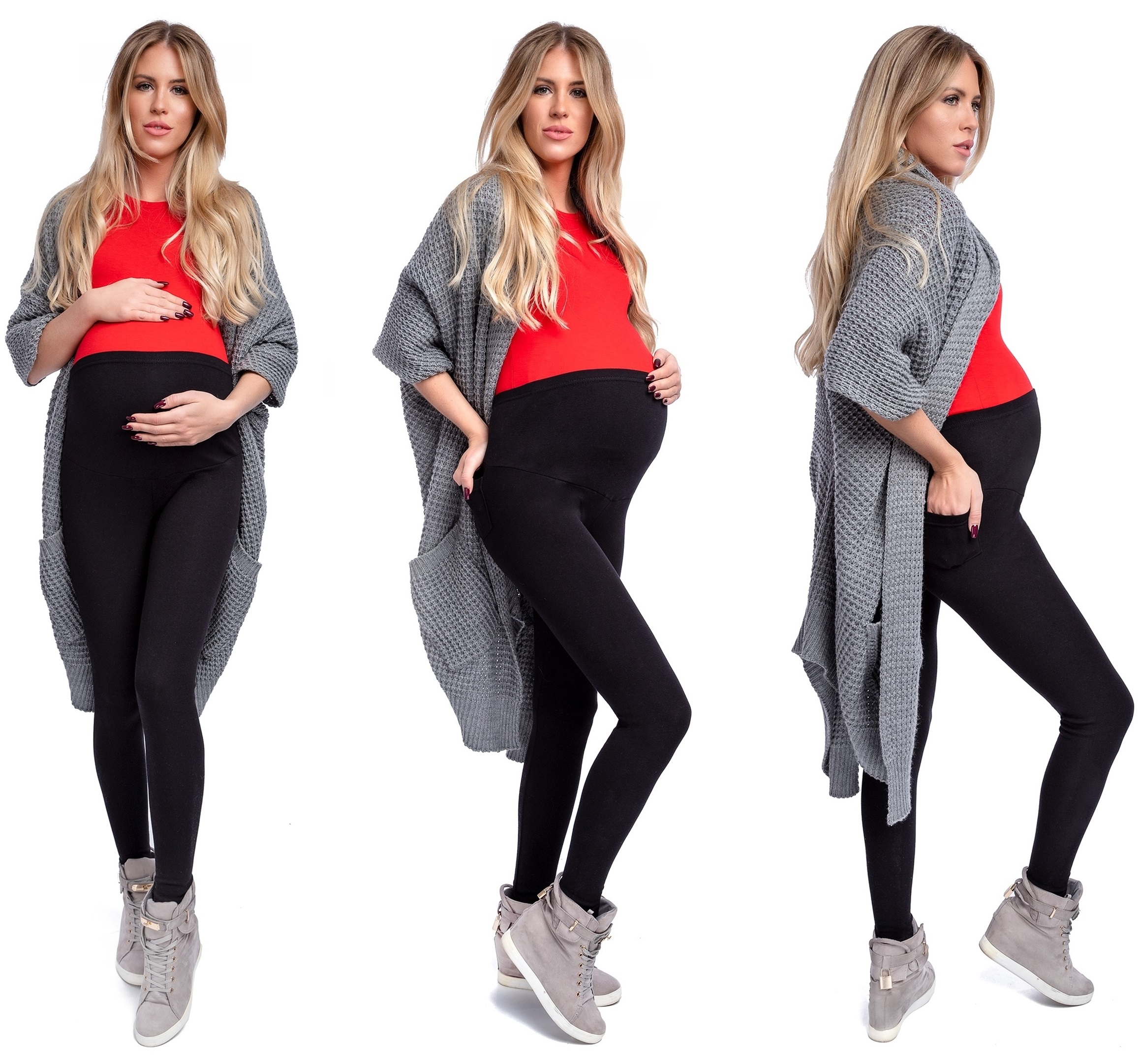 Legginsy CIĄŻOWE kieszeniami getry ocieplane XL/42