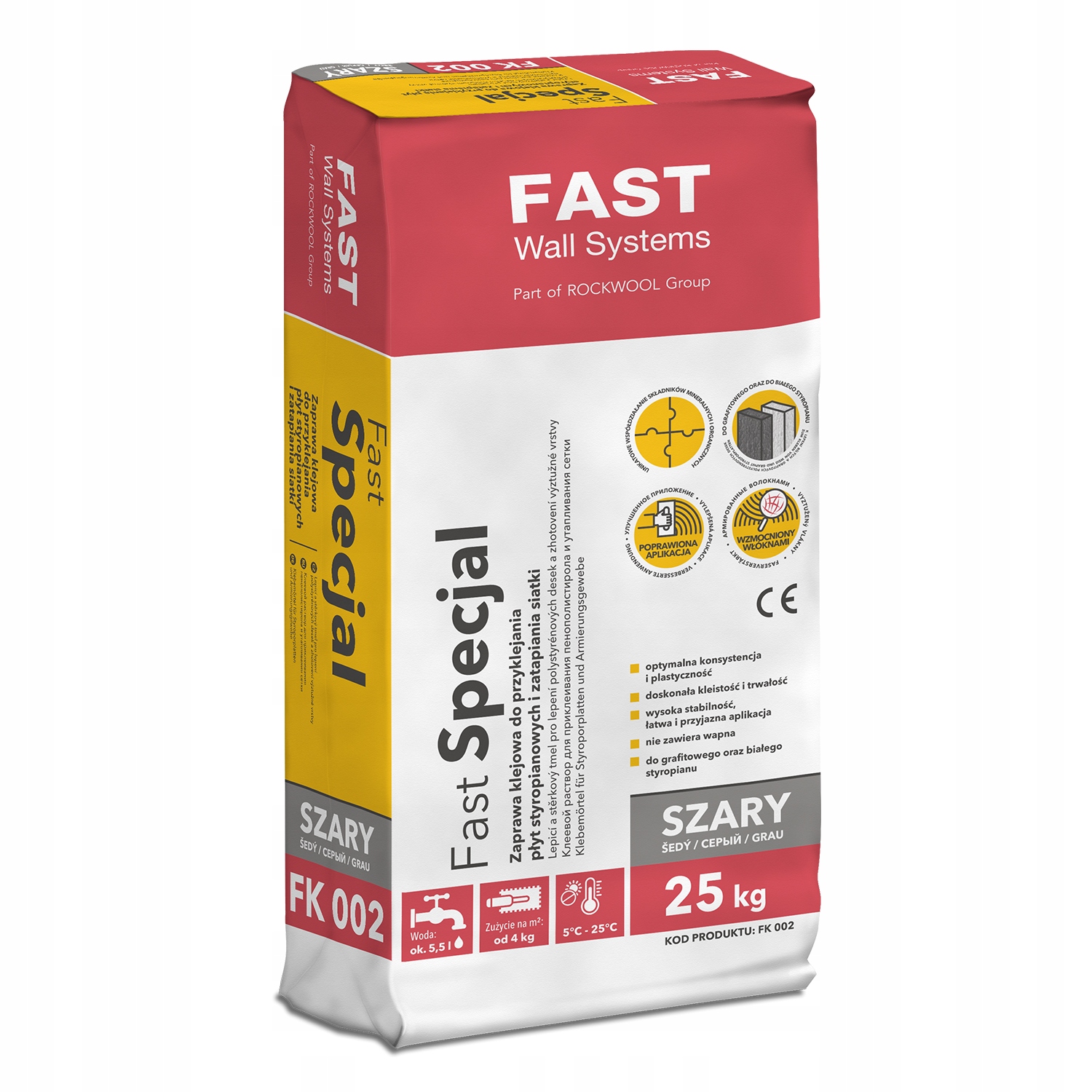 Klej do styropianu Fast 25 kg zbrojony włóknami Paleta 48 szt