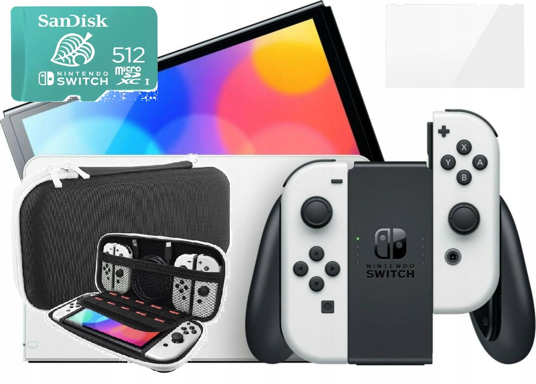 Konsola Nintendo Switch Oled biała zestaw +512GB