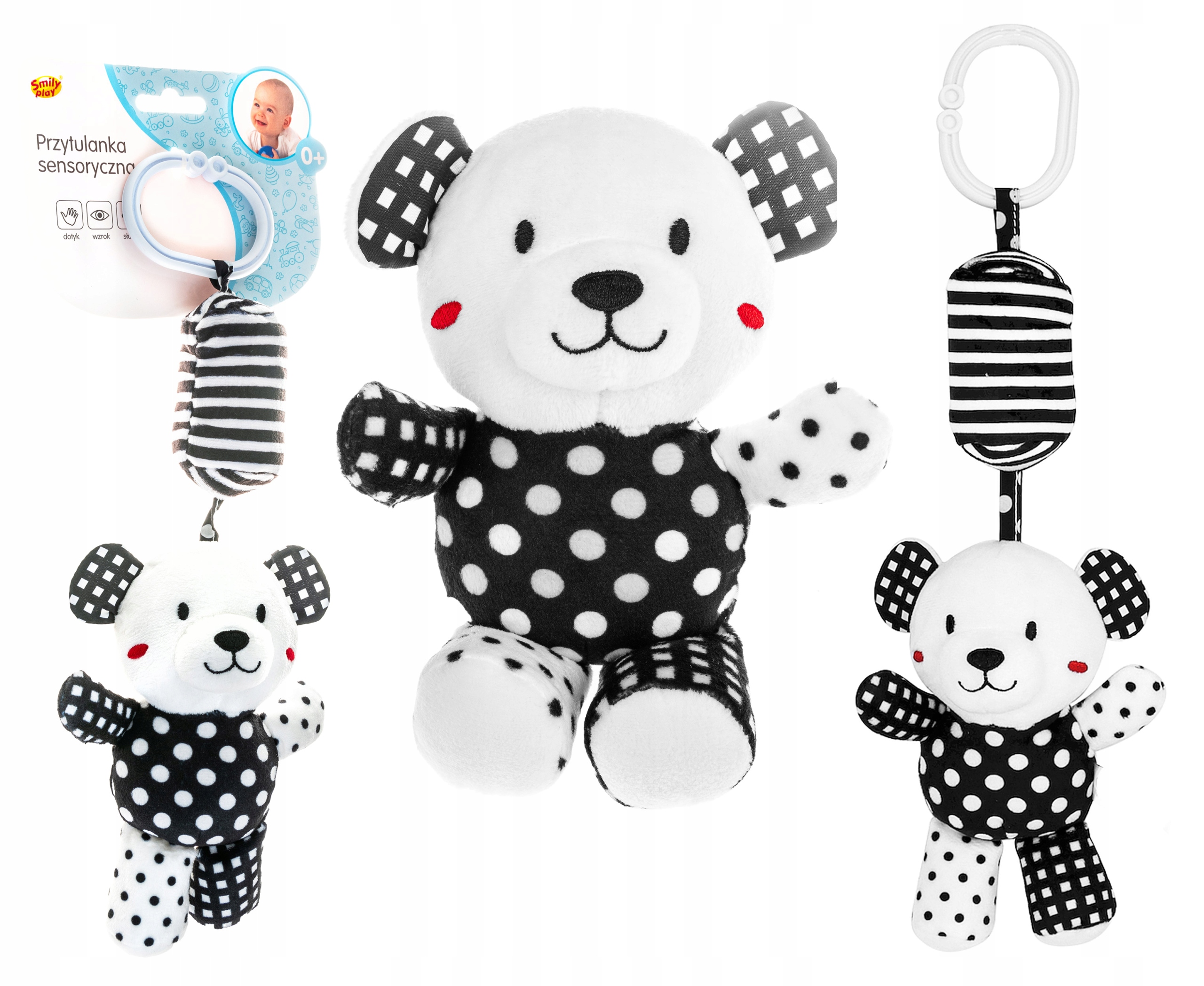 

Zawieszka Sensoryczna Grzechotka Miś Kontrast