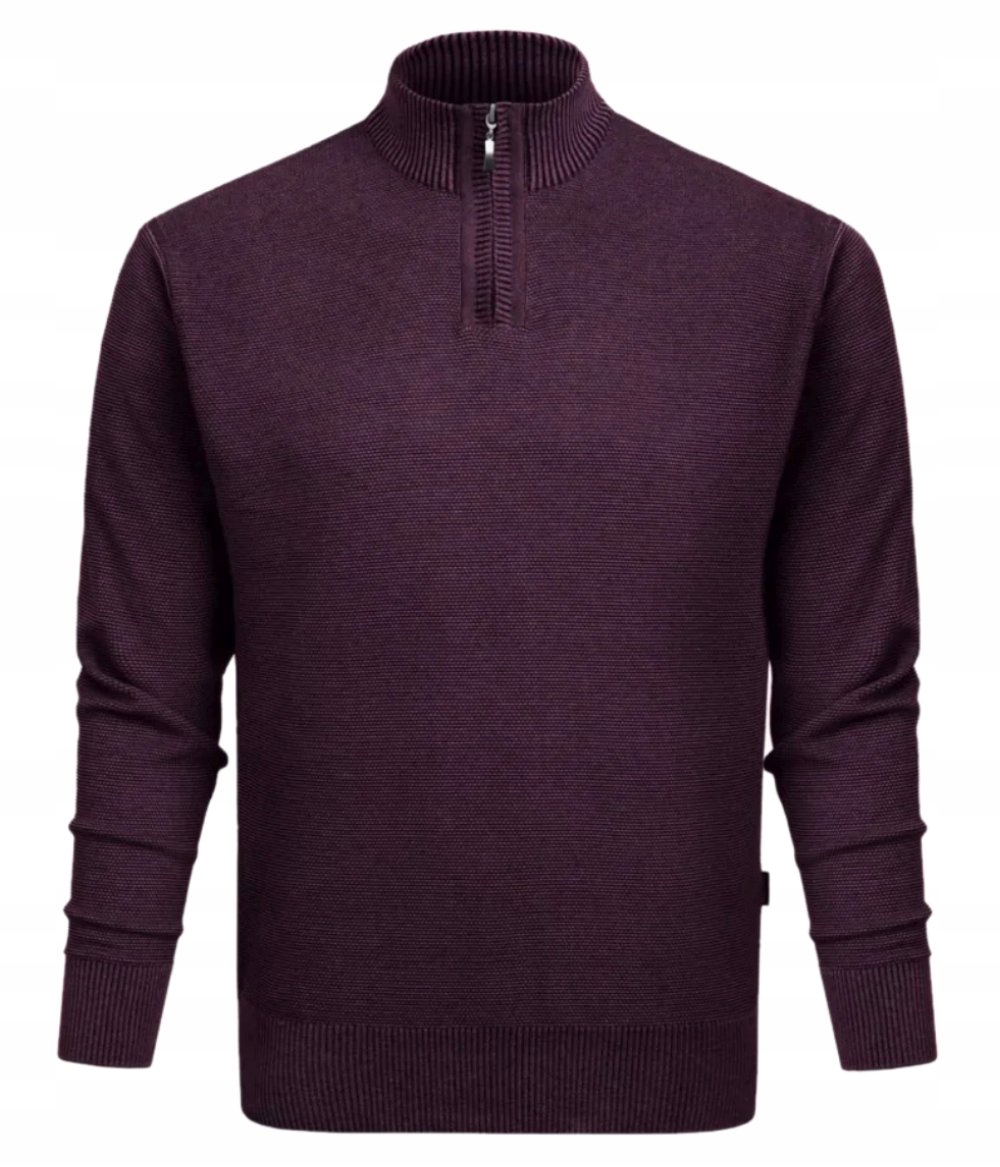 Vlněný svetr s vysokým výstřihem na zip Pako Jeans švestkový XL