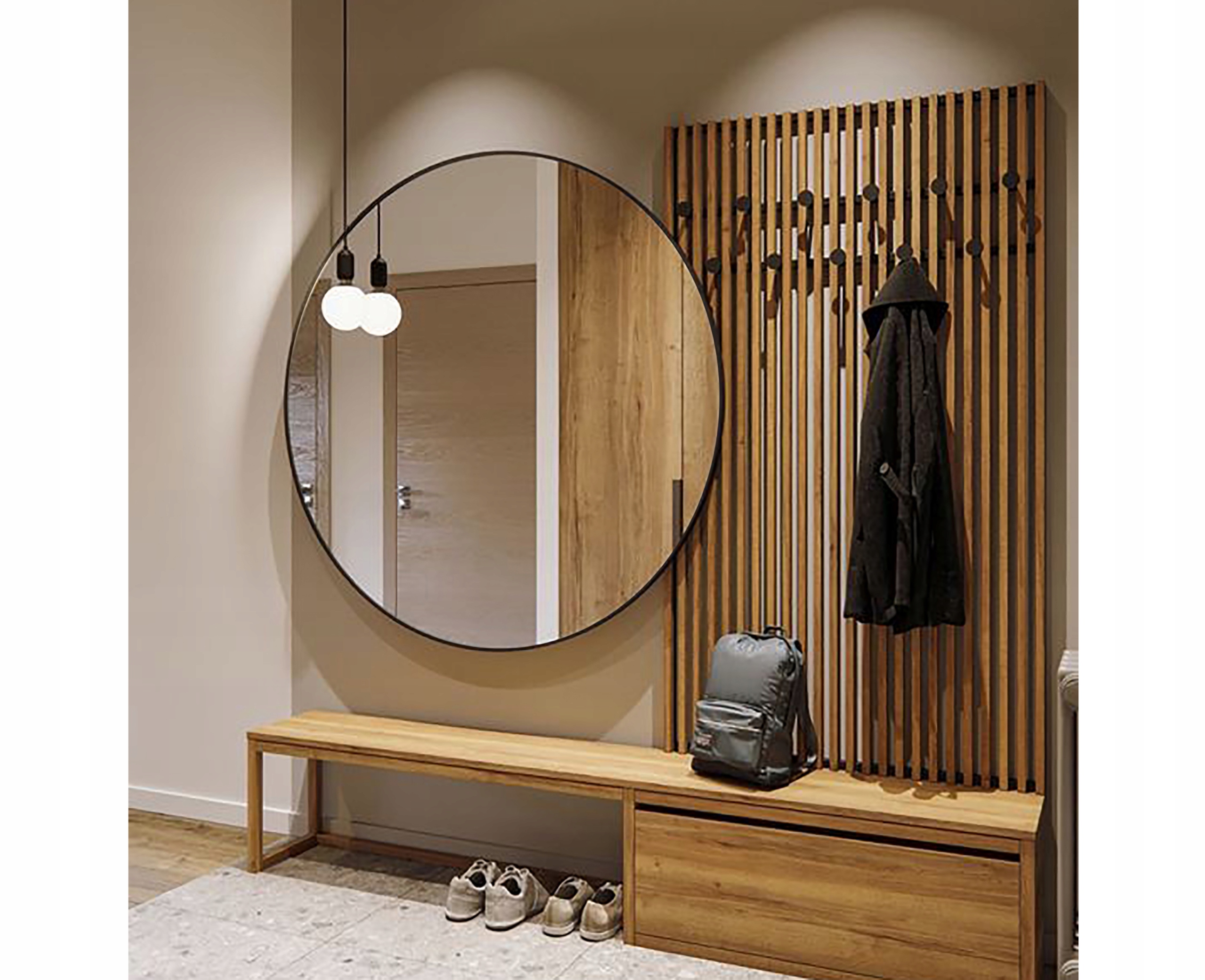 LUSTRO OKRĄGŁE 90 cm WĄSKA ALUMINIOWA RAMA LOFT Marka RAMIX