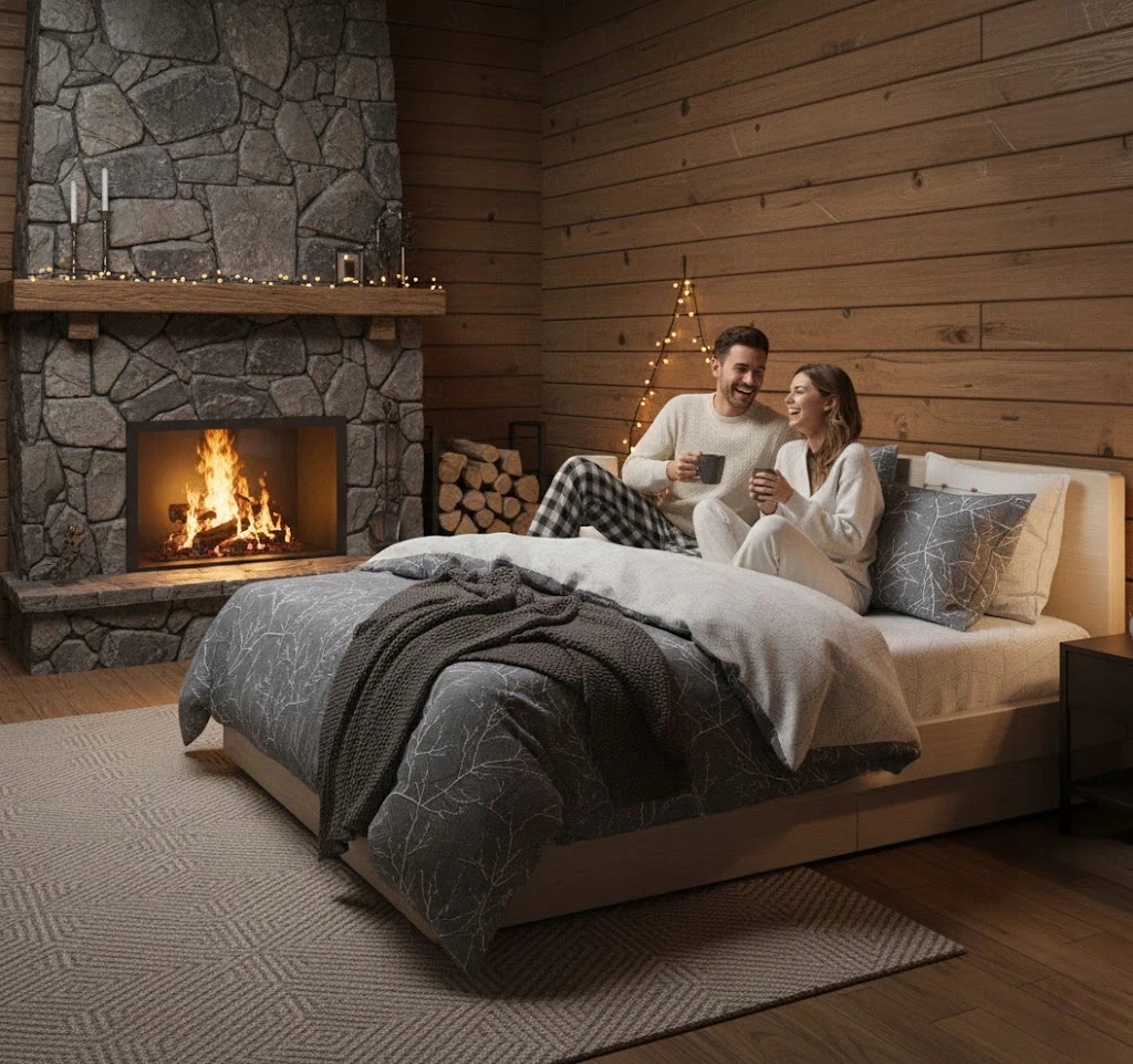 3dílná sada povlečení na peřinu šedého vzhledu s geometrií větví, 100% bavlna, do ložnice 220×200