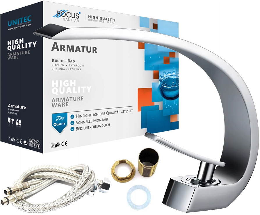 Umyvadlová Stojánková Koupelnová Baterie Baterie Chrom Na Desku Loft Oblouk