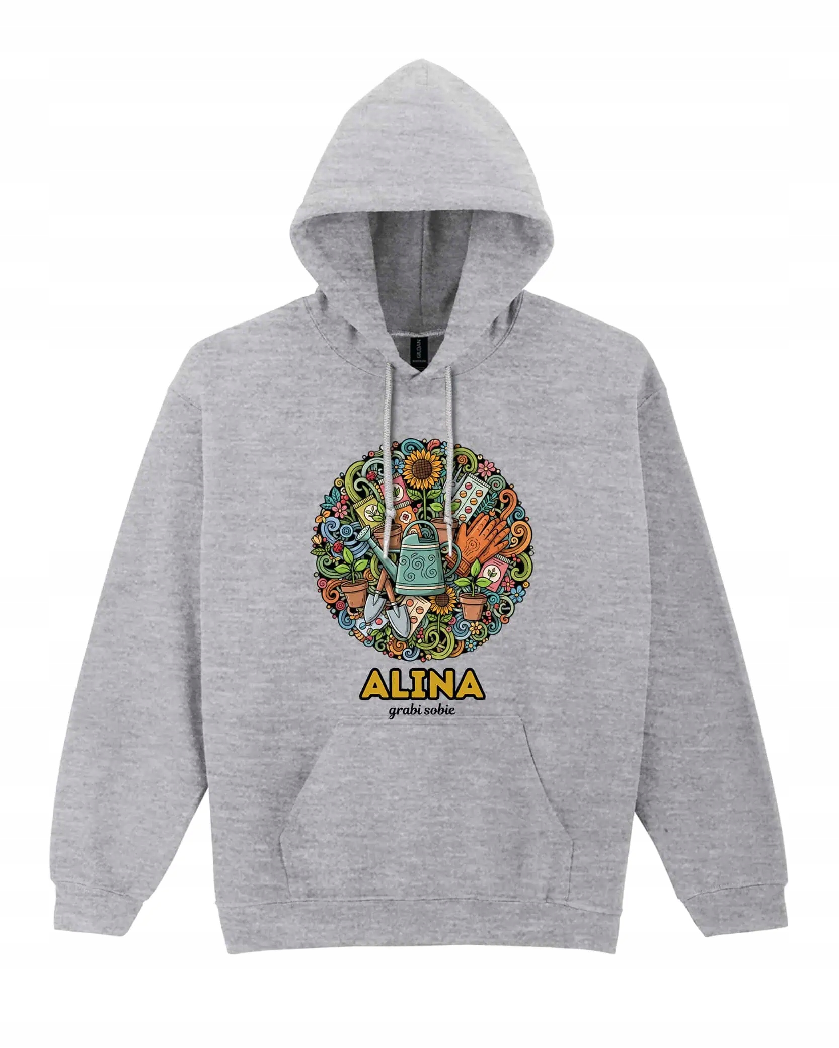 Mikina s kapucí Zahradník Personalizovaná Ilustrační Šedá L