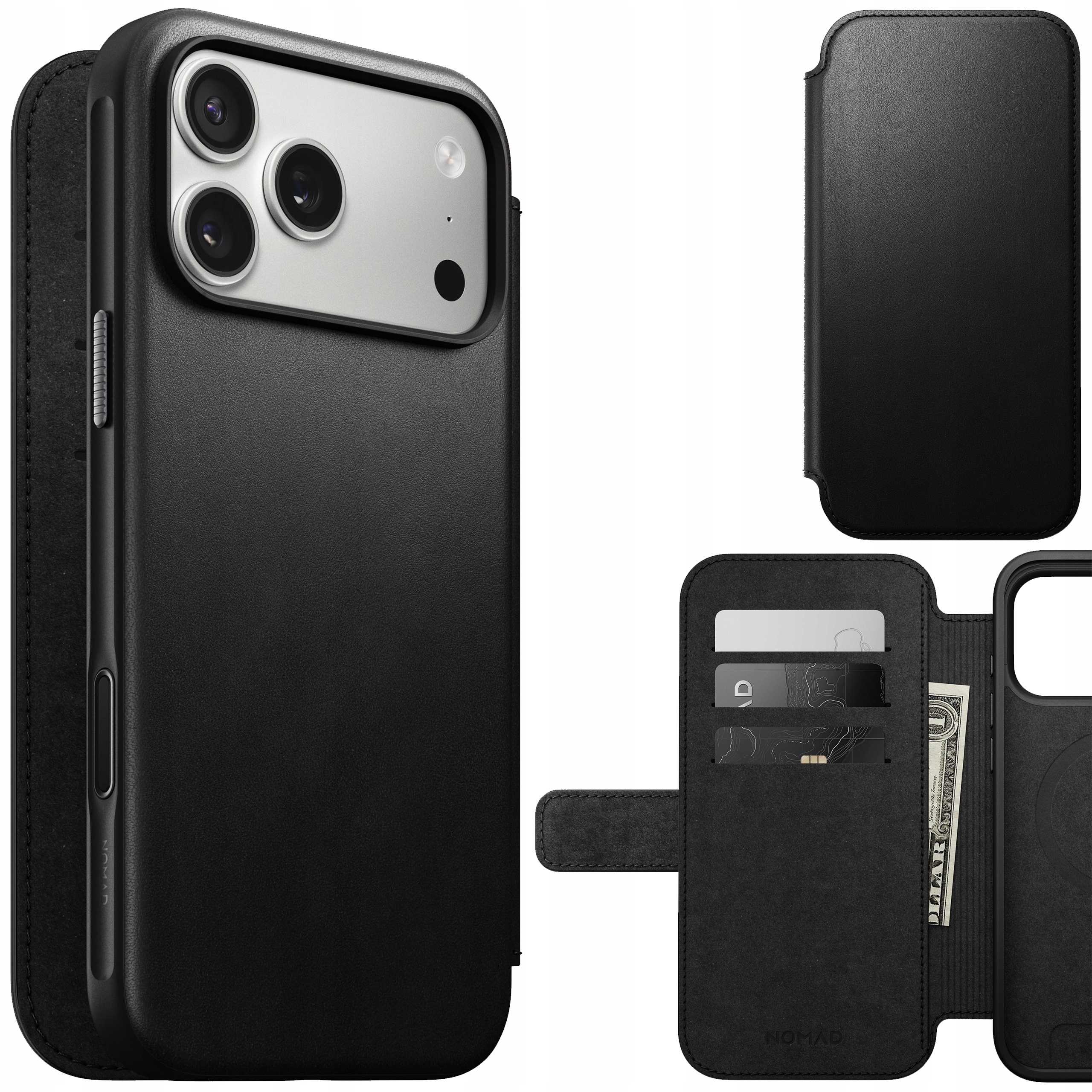 Nomad Modern Leather Folio Pouzdro s MagSafe pro iPhone 17 Pro Max