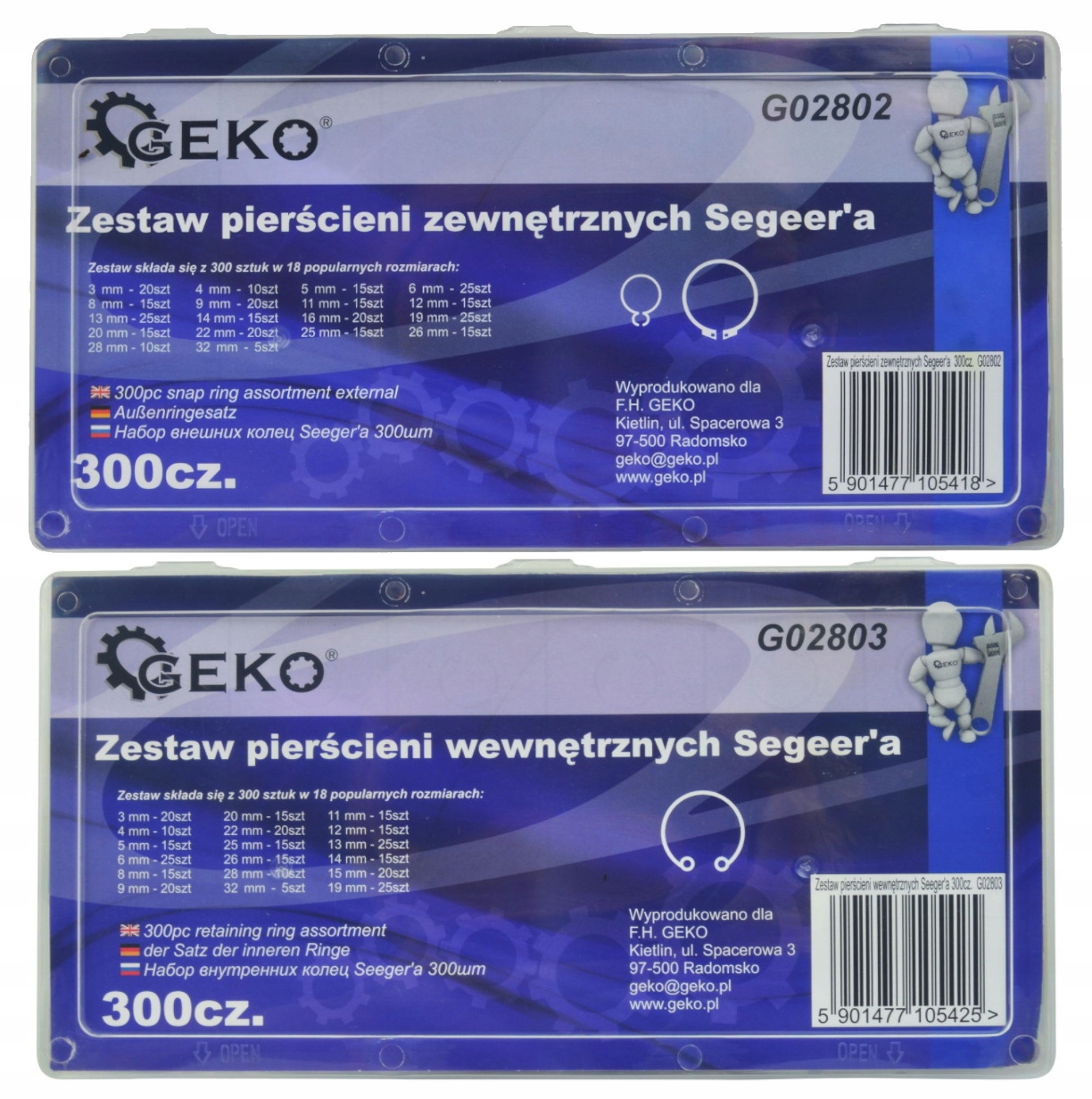 ZESTAW PIERŚCIENI SEGERA ZEWNĘTRZNE + WEWNĘTRZNE 600 sztuk