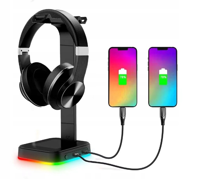 Stojak na słuchawki RGB LED USB nauszne gaming Marka Inna