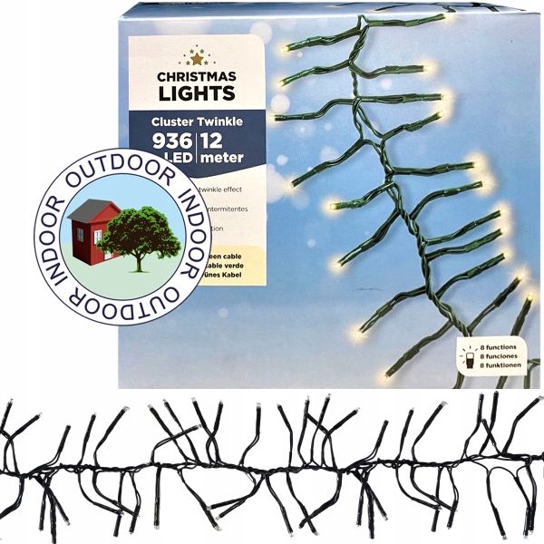

Lampki choinkowe zewn. 936 Led 12m, Ciepły Biały