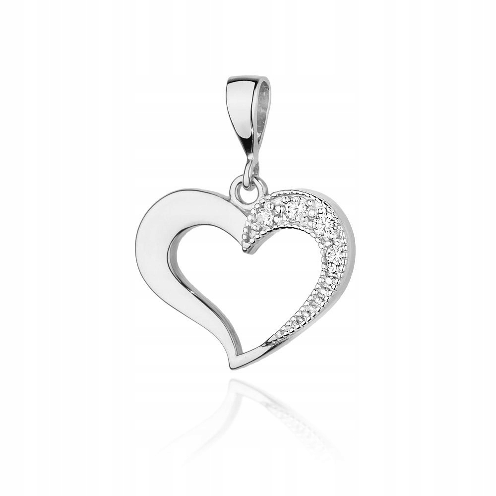 Zlatý přívěsek přívěsek srdce Bílé zlato 585 Brilianty 0.06 ct