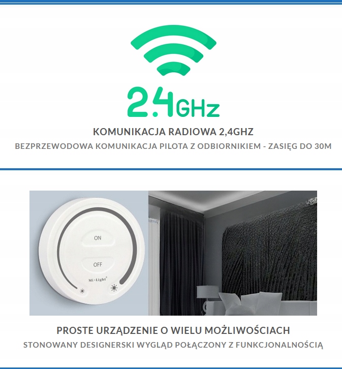 Ściemniacz okrągły Mi-Light FUT087B Czarny–1strefa Marka Mi-Light