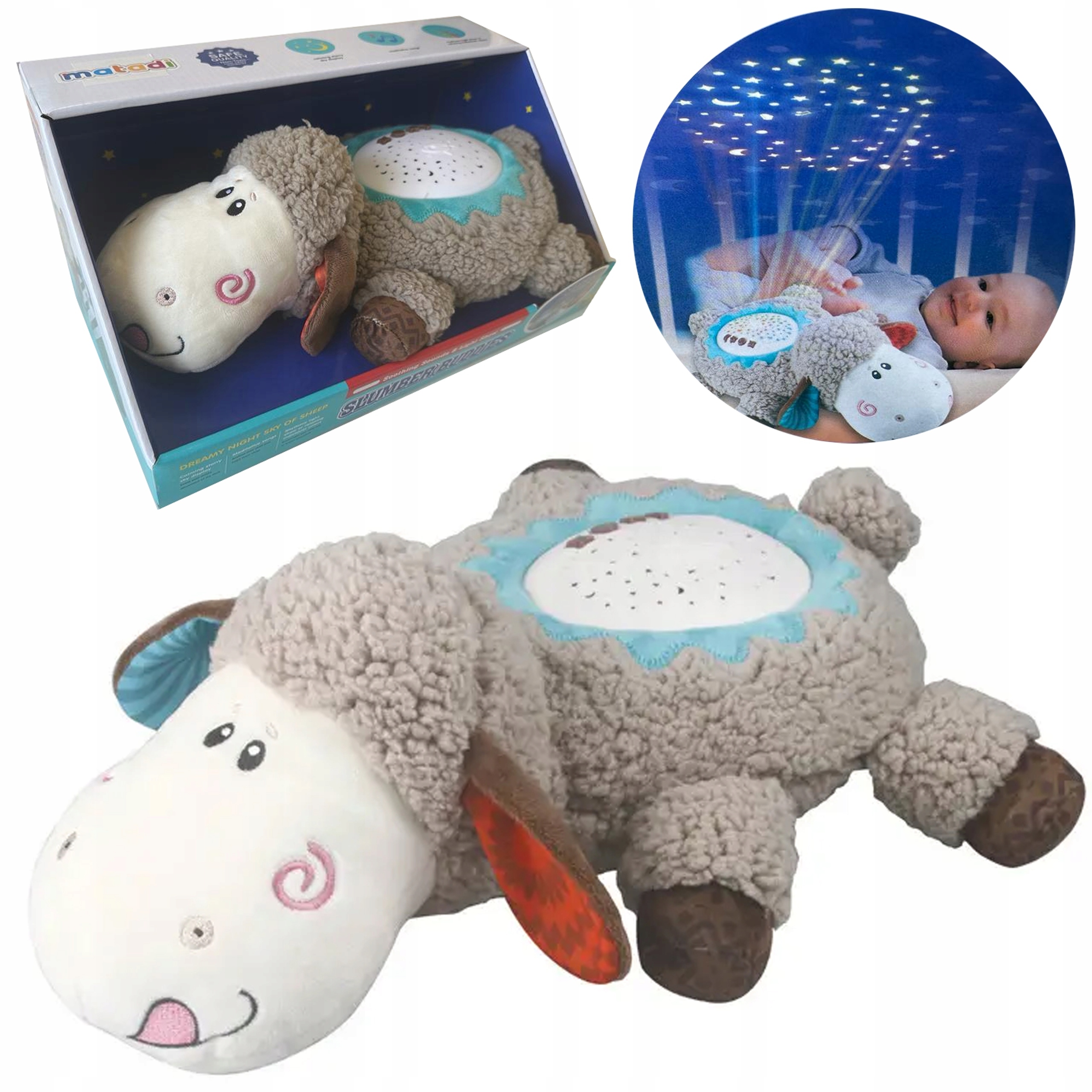 PRZYTULANKA MIŚ USYPIACZ PROJEKTOR GWIAZD USPOKAJACZ KOŁYSANKI SZUMI MATADI