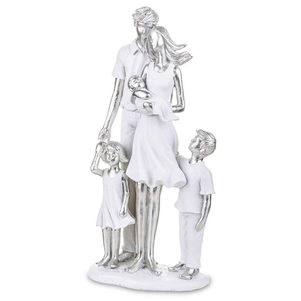 

Figurka Rodzina Z Dziećmi 25cm Biała Srebrna