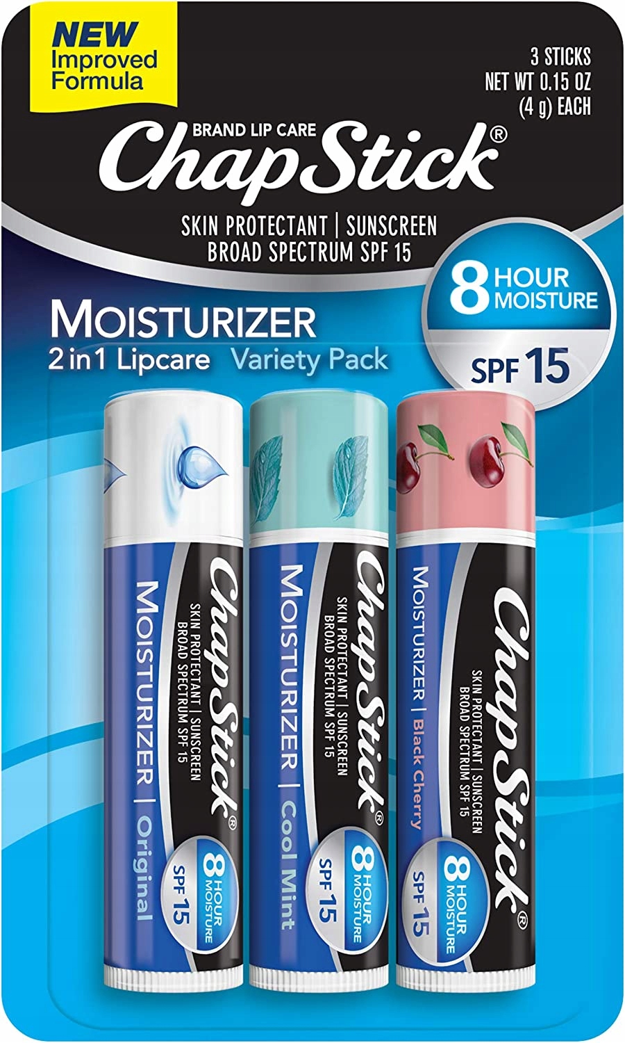 ChapStick Moisturizer 3 smaki balsam SPF15