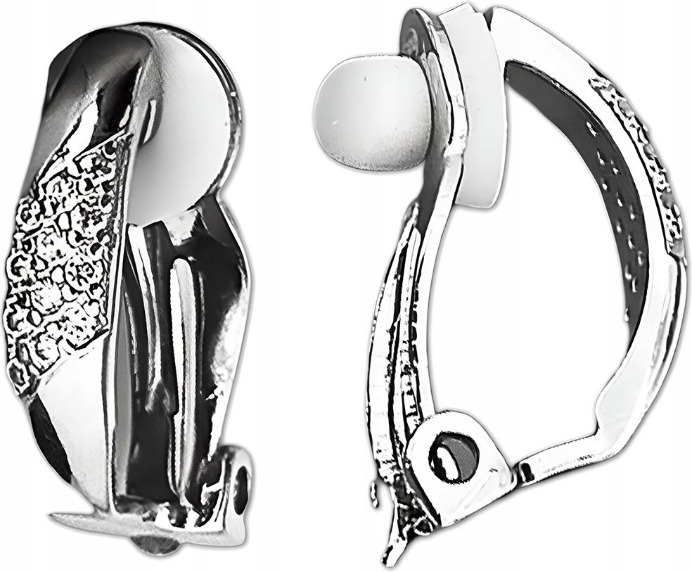 Stříbrné náušnice 925 s jemnými čárkami a bílými zirkony, klips náušnice