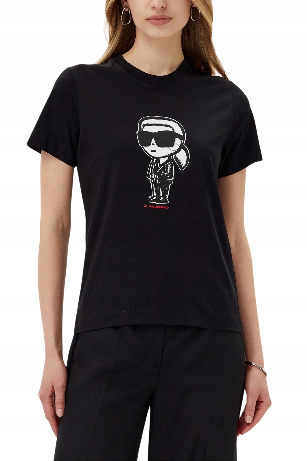 Karl Lagerfeld Černé dámské tričko Ikon Sketch Karl S
