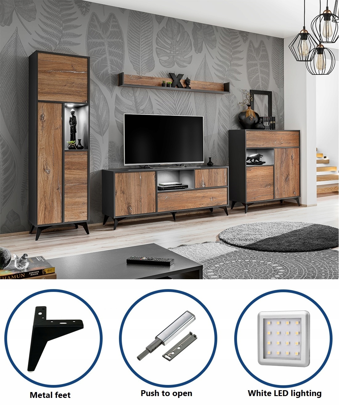 Meblościanka / Meble RTV / Zestaw Mebli Venice Set Kolor frontów inny kolor