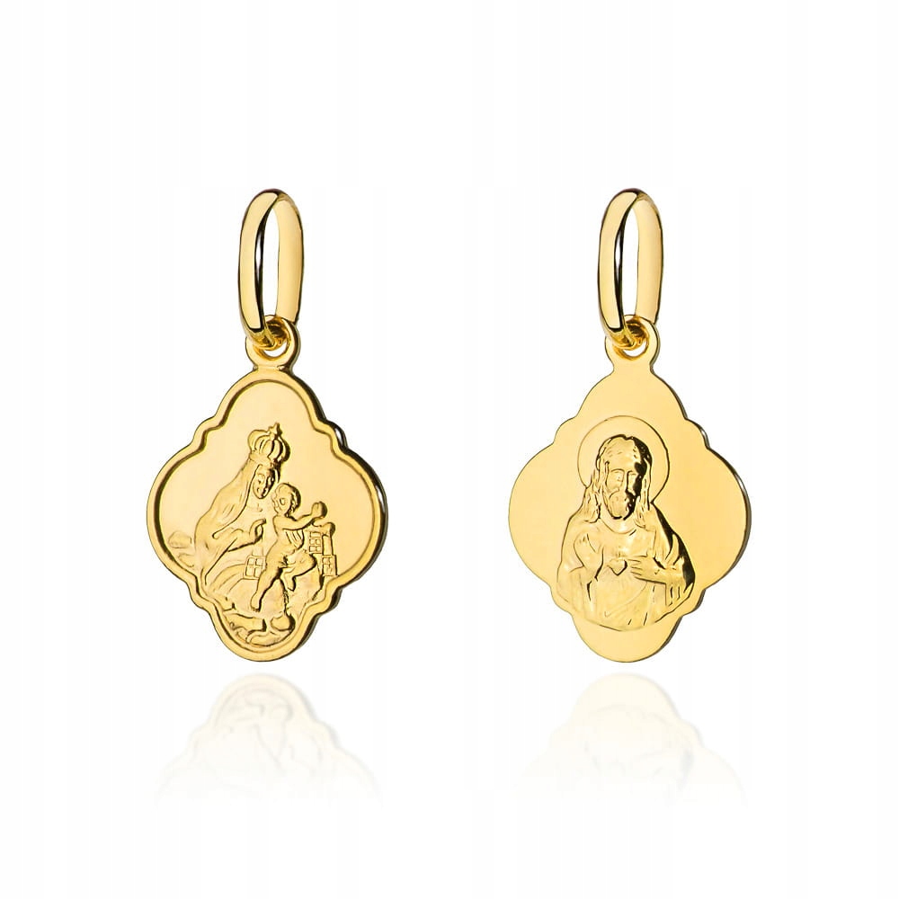 Zlatý medailon škapulíř 585 14k 0.83g lesklý náboženský dárek