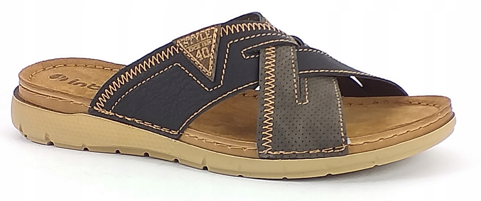 Klapki Inblu VI0011 Męskie Skórzana Wkładka Letnie Sandały 014 Czarny 43