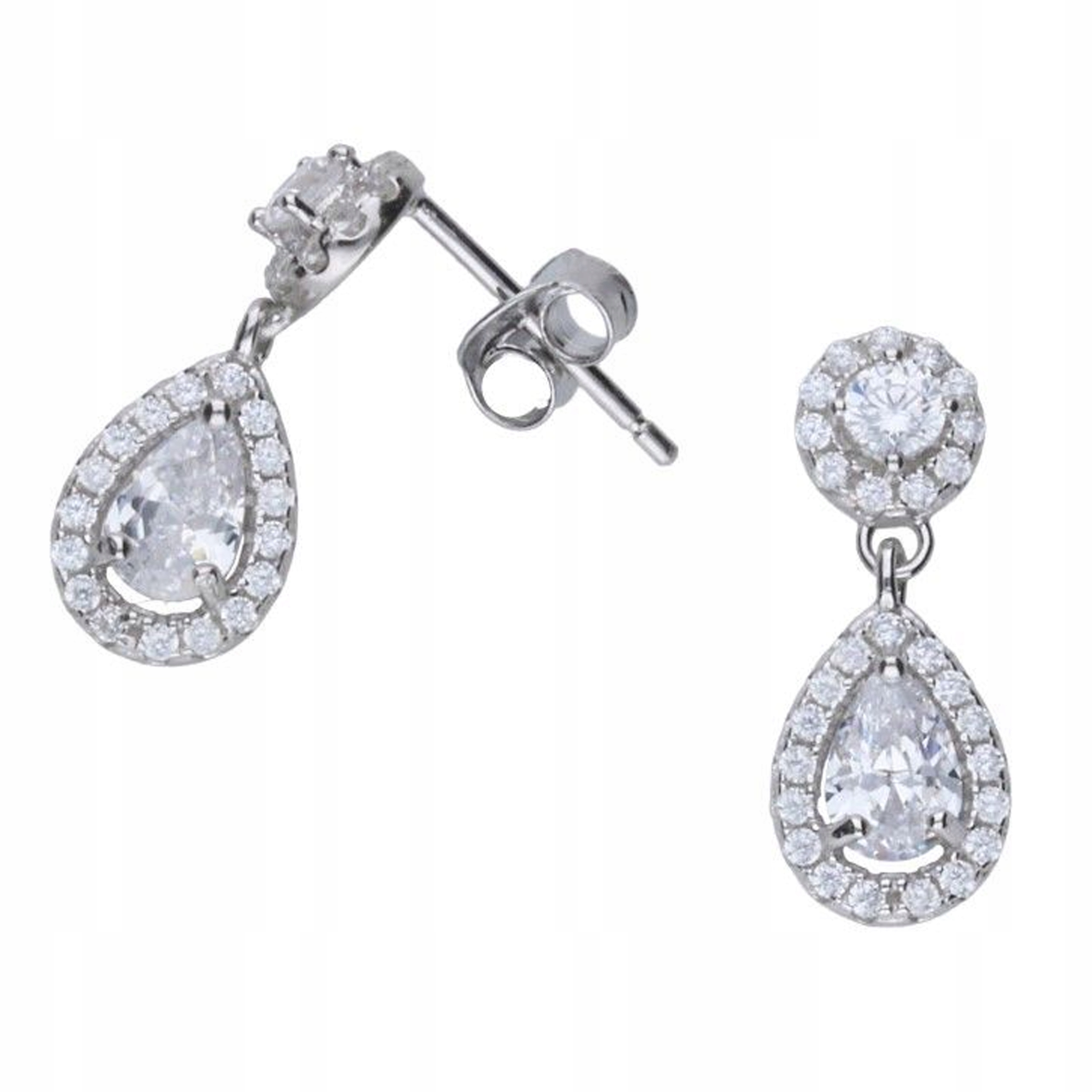 Elegantní kapkovité náušnice ze stříbra 925 zdobené kubickými zirkony, módní dárek