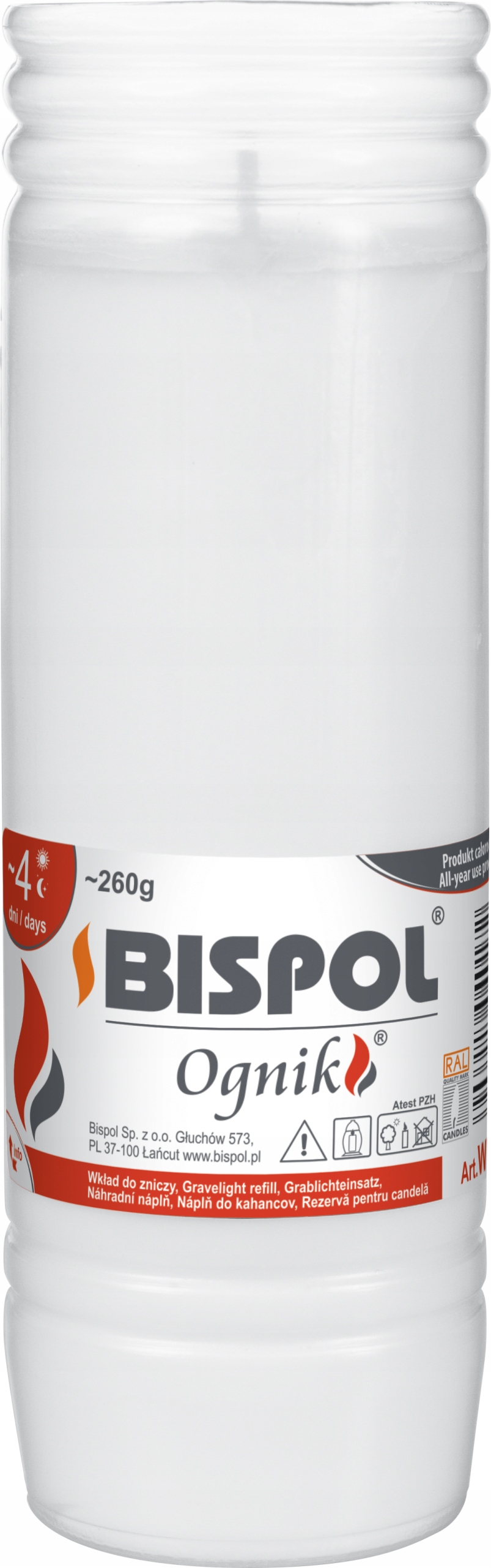 

Wkład do zniczy parafinowy Bispol WP4 96h 1szt