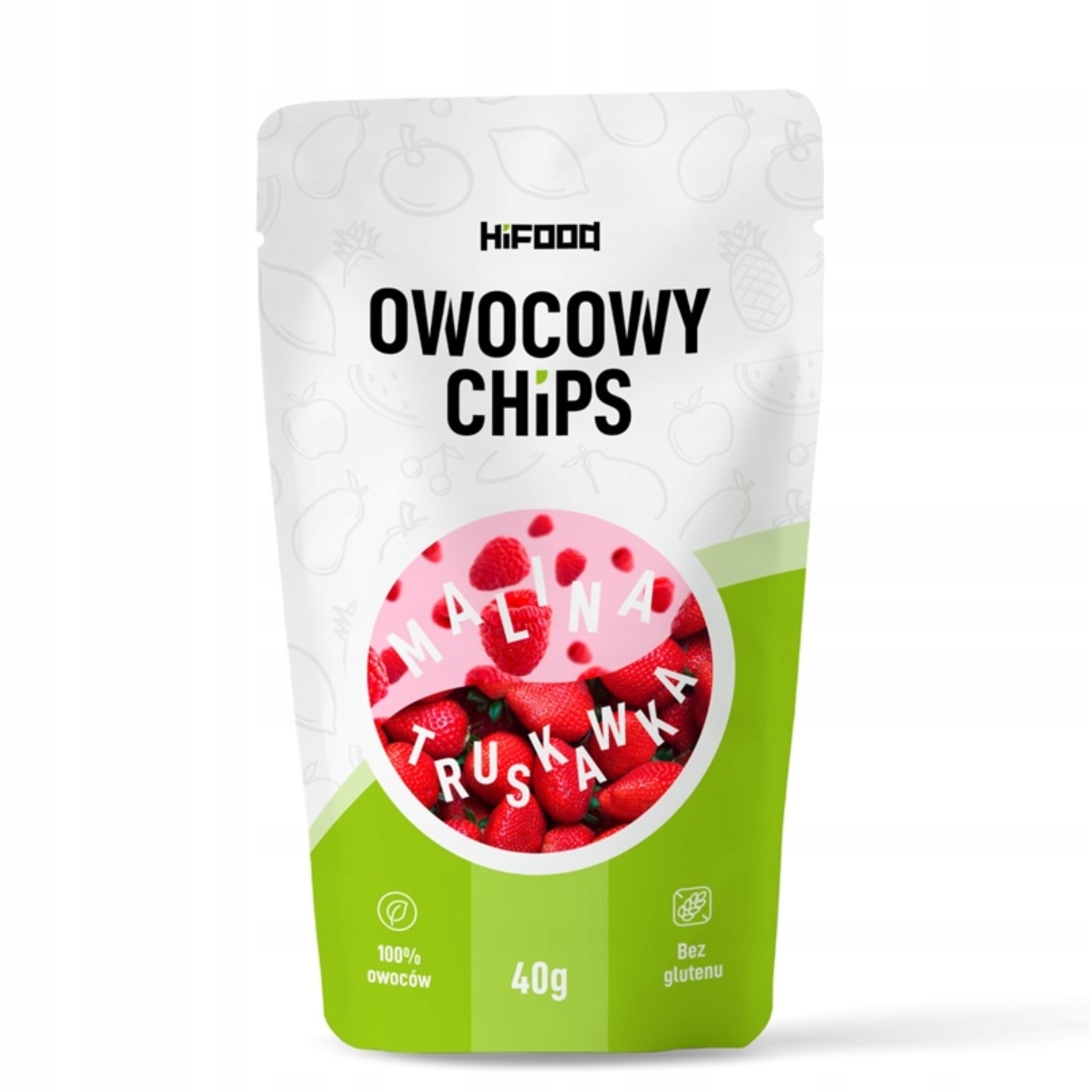 Malina-Truskawka Owoce liofilizowane OWOCOWY CHIPS 40g HiFOOD PRZEKĄSKA