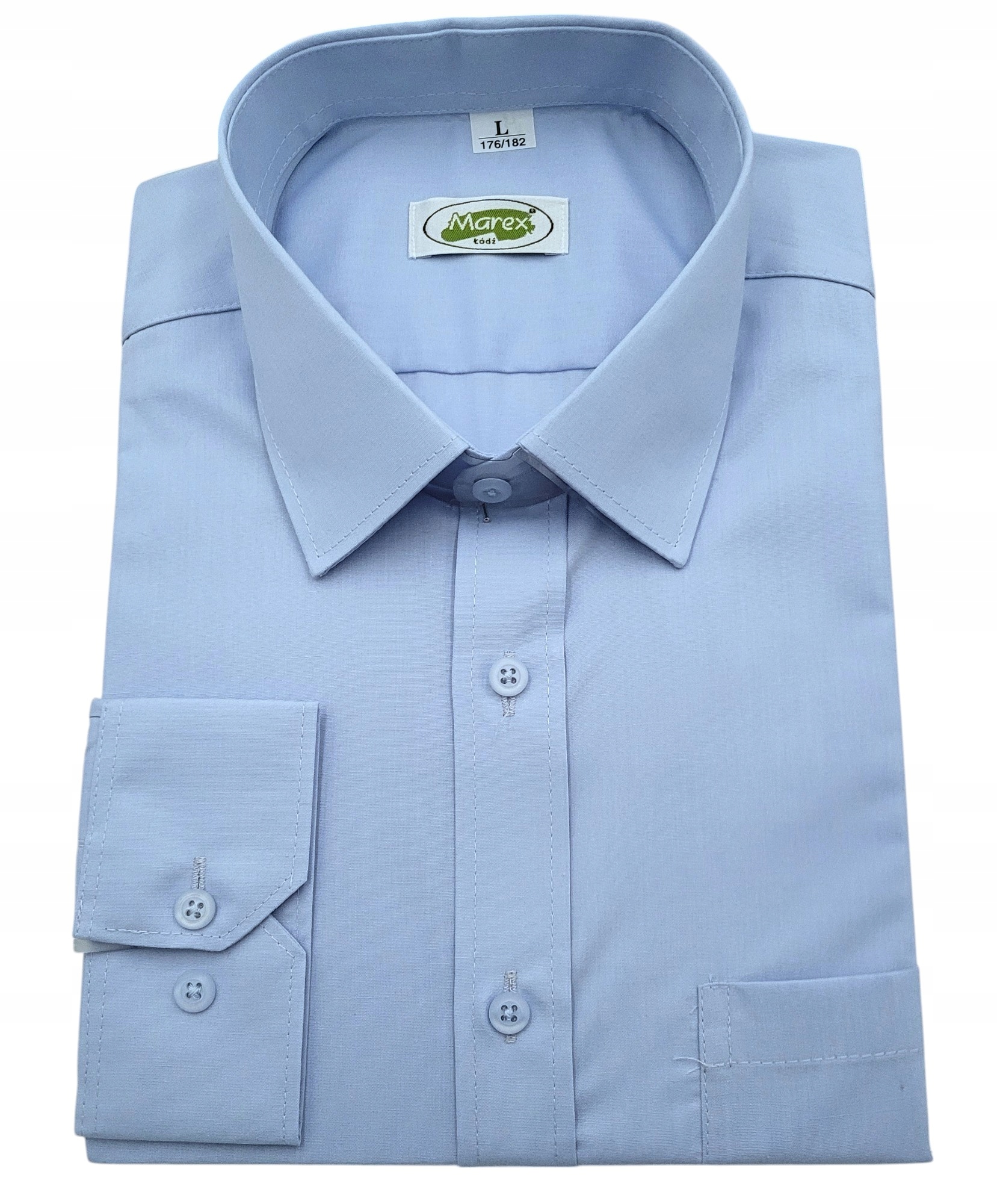 Koszula męska klasyczna Marex gładka błękitna długi rękaw L 176/182 41-42